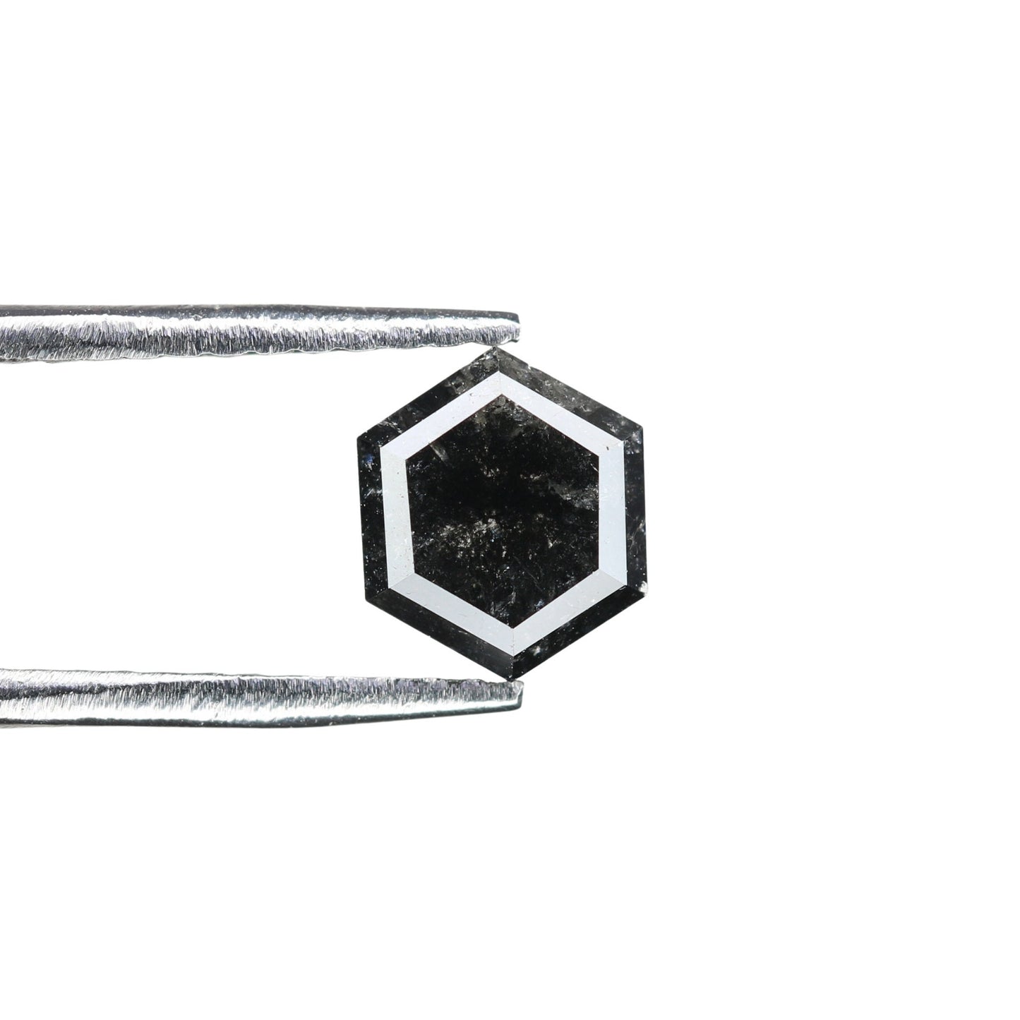 0.88 CT Hexagon Cut Salt and Pepper Diamond - Natural Hexagon Diamond - Salt and Pepper Ring - Gift for Wifey - Gift for mother - jewelry