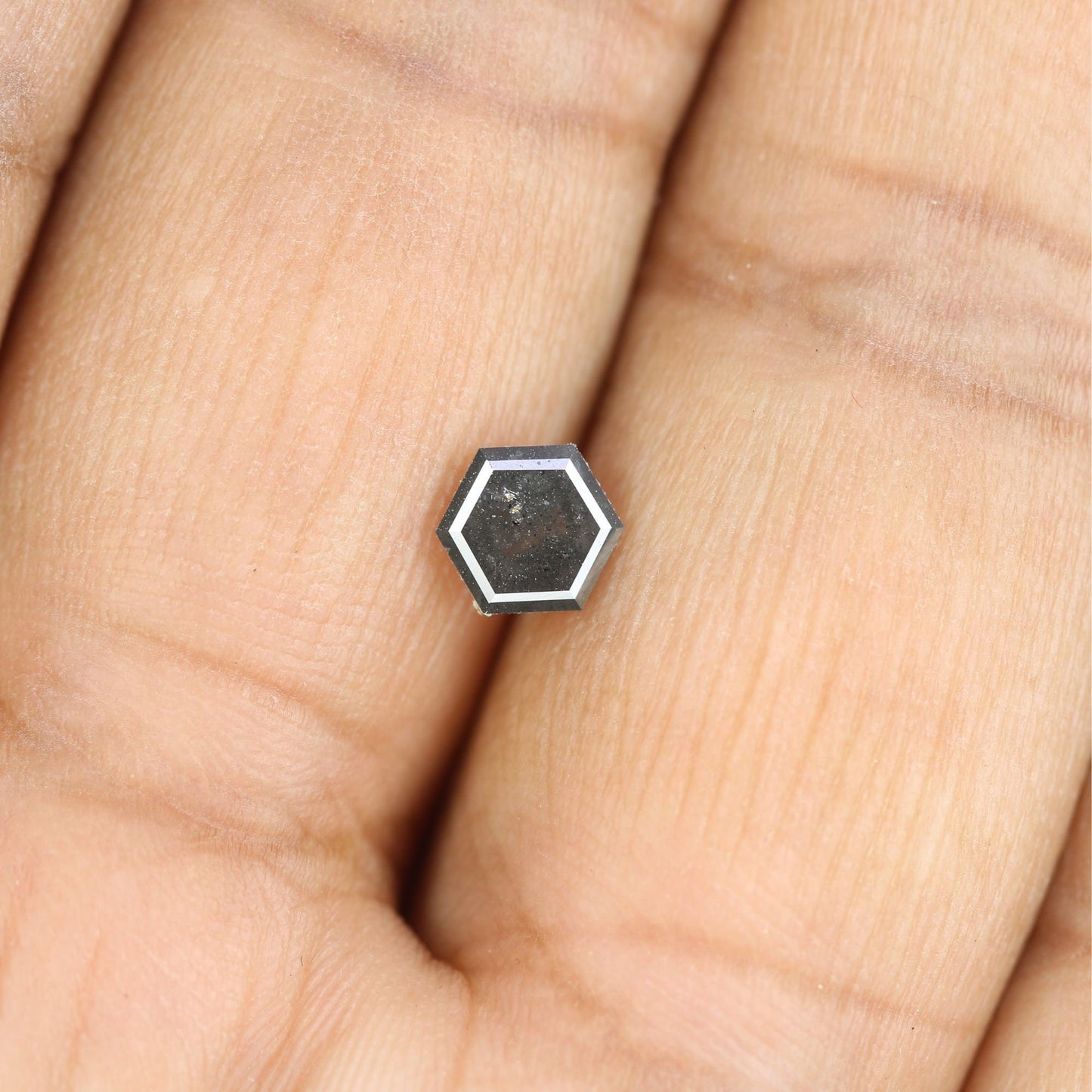 0.77 CT Hexagon Cut Salt and Pepper Diamond - Natural Hexagon Diamond - Salt and Pepper Ring - Gift for Wifey - Gift for mother - jewelry