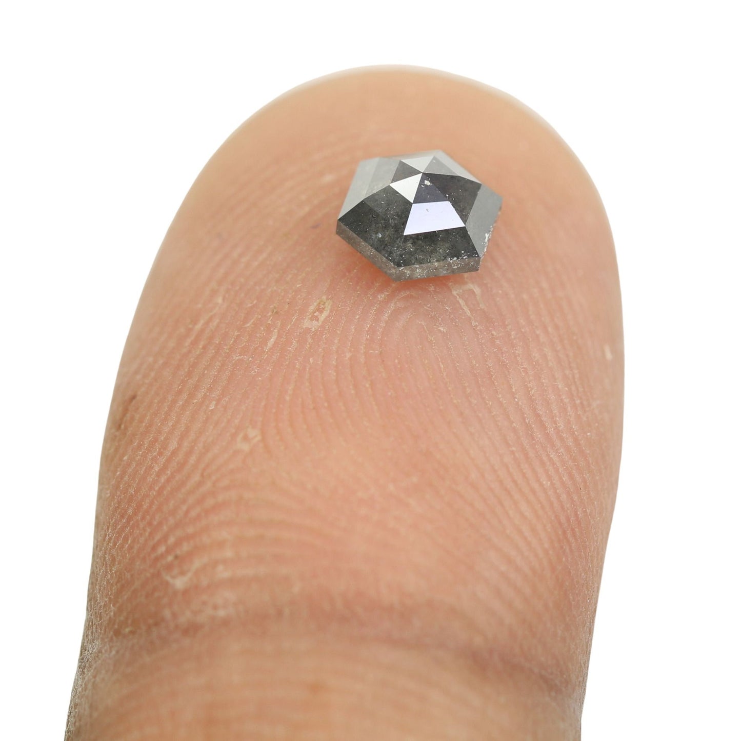 0.77 CT Hexagon Cut Salt and Pepper Diamond - Natural Hexagon Diamond - Salt and Pepper Ring - Gift for Wifey - Gift for mother - jewelry