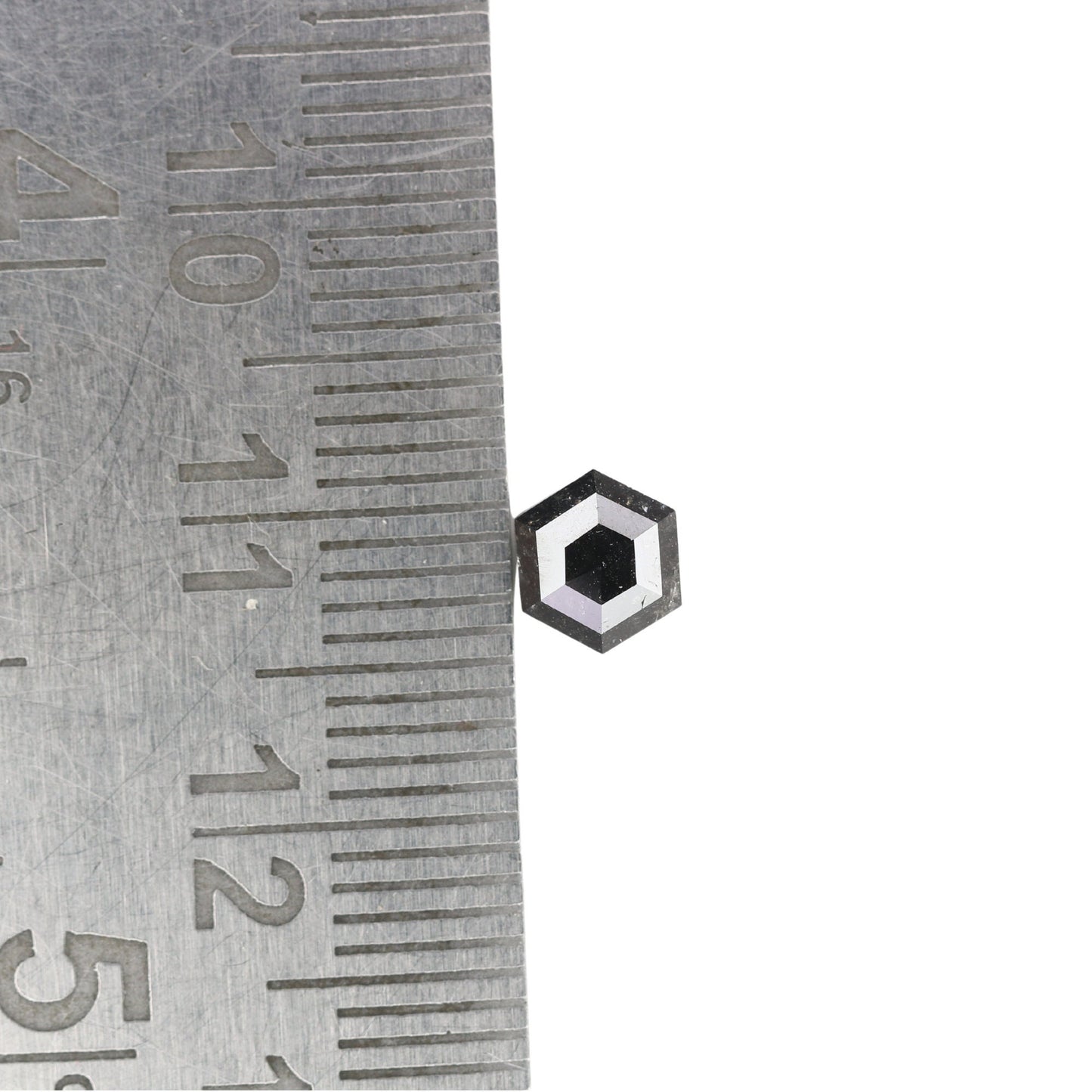 0.88 CT Hexagon Cut Salt and Pepper Diamond - Natural Hexagon Diamond - Salt and Pepper Ring - Gift for Wifey - Gift for mother - jewelry