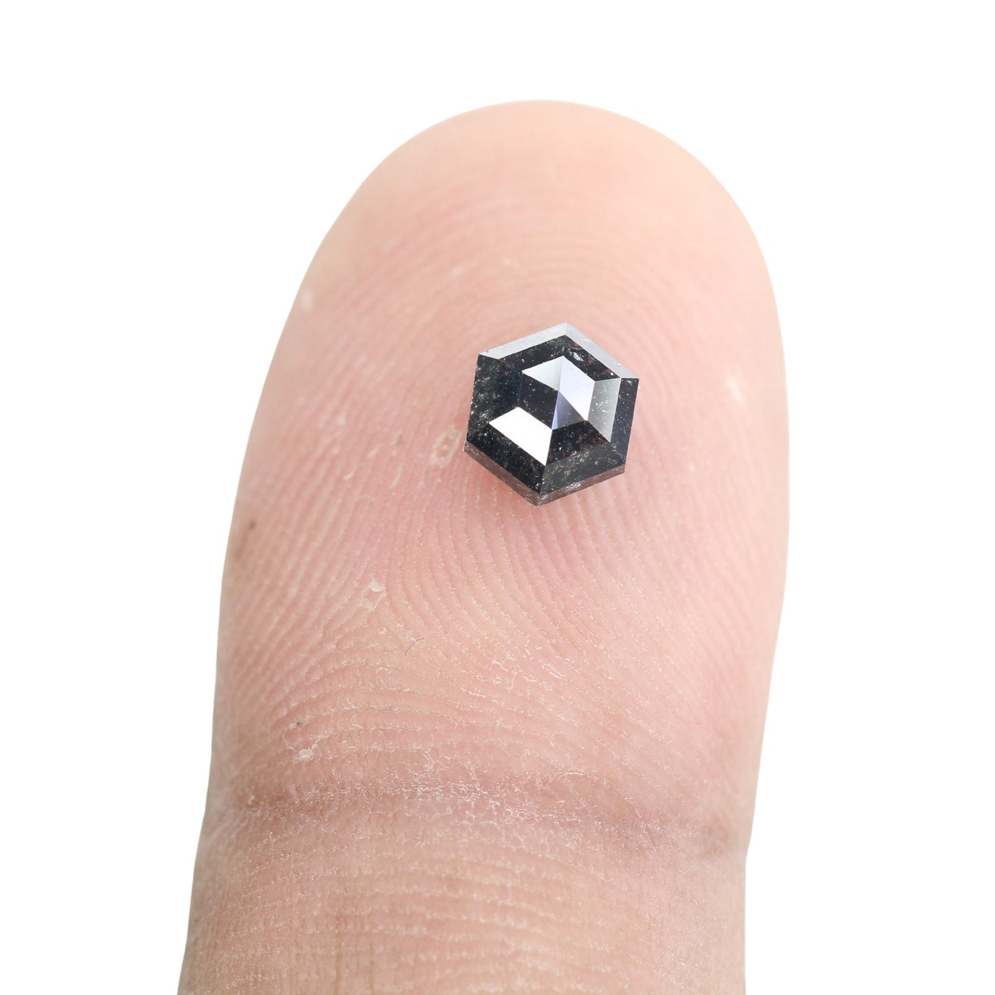 0.88 CT Hexagon Cut Salt and Pepper Diamond - Natural Hexagon Diamond - Salt and Pepper Ring - Gift for Wifey - Gift for mother - jewelry