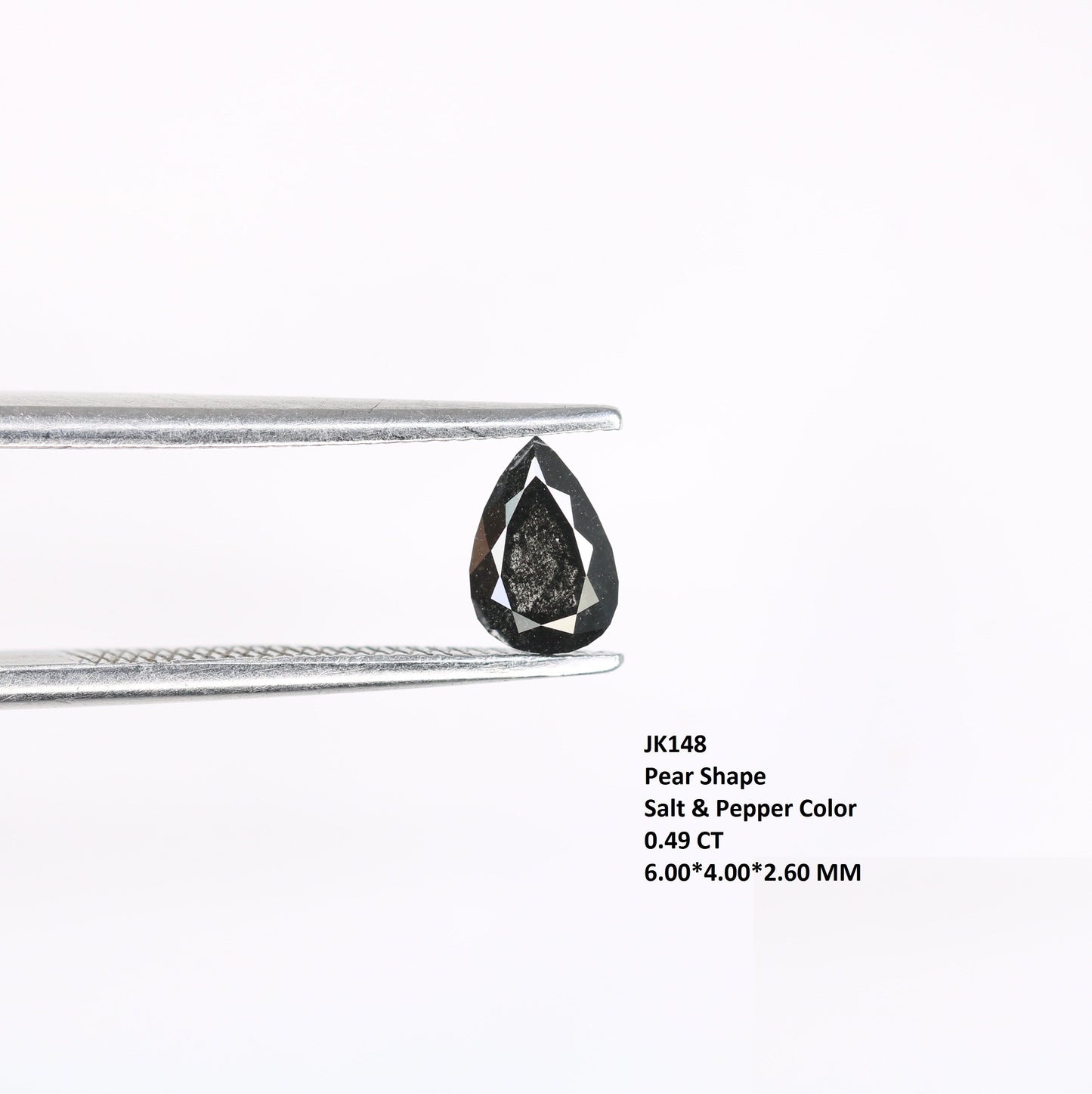 0.49 Ct Pear Shaped Salt and Pepper Diamond For Engagement RingFor Gold Ring Diamonds