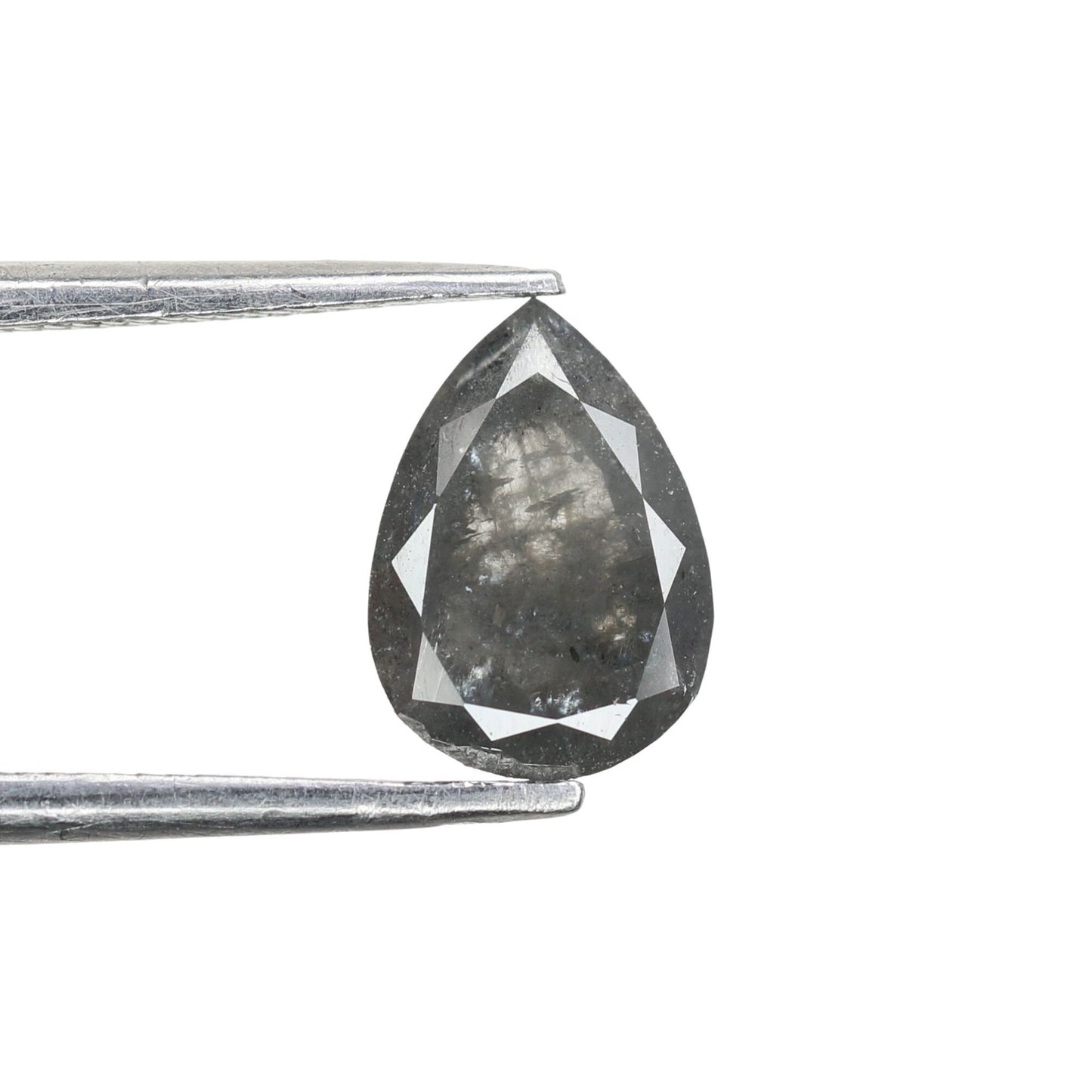 1.15 CT Pear Shape Salt and Pepper Natural Galaxy Diamond for Proposal Ring | Pear Halo Ring | Gift for Wife | Birthday Gift | Wedding Gift