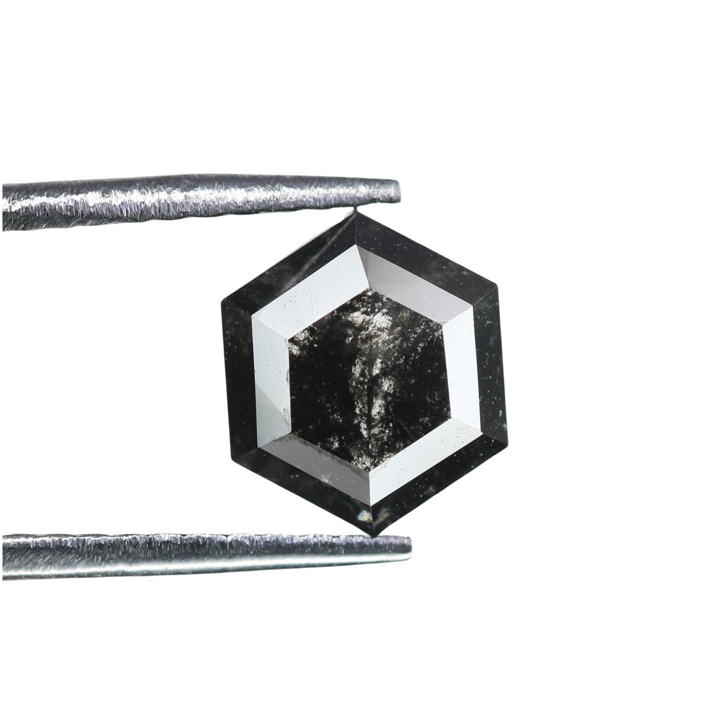 1.29 CT Hexagon Cut Salt and Pepper Diamond - Natural Hexagon Diamond - Salt and Pepper Ring - Gift for Wifey - Gift for mother - jewelry