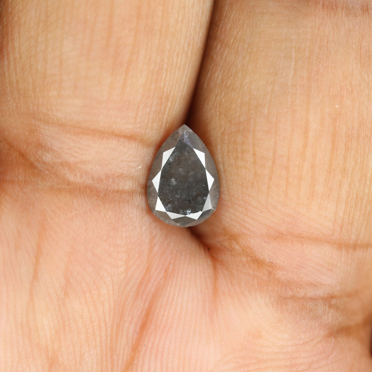 1.15 CT Pear Shape Salt and Pepper Natural Galaxy Diamond for Proposal Ring | Pear Halo Ring | Gift for Wife | Birthday Gift | Wedding Gift