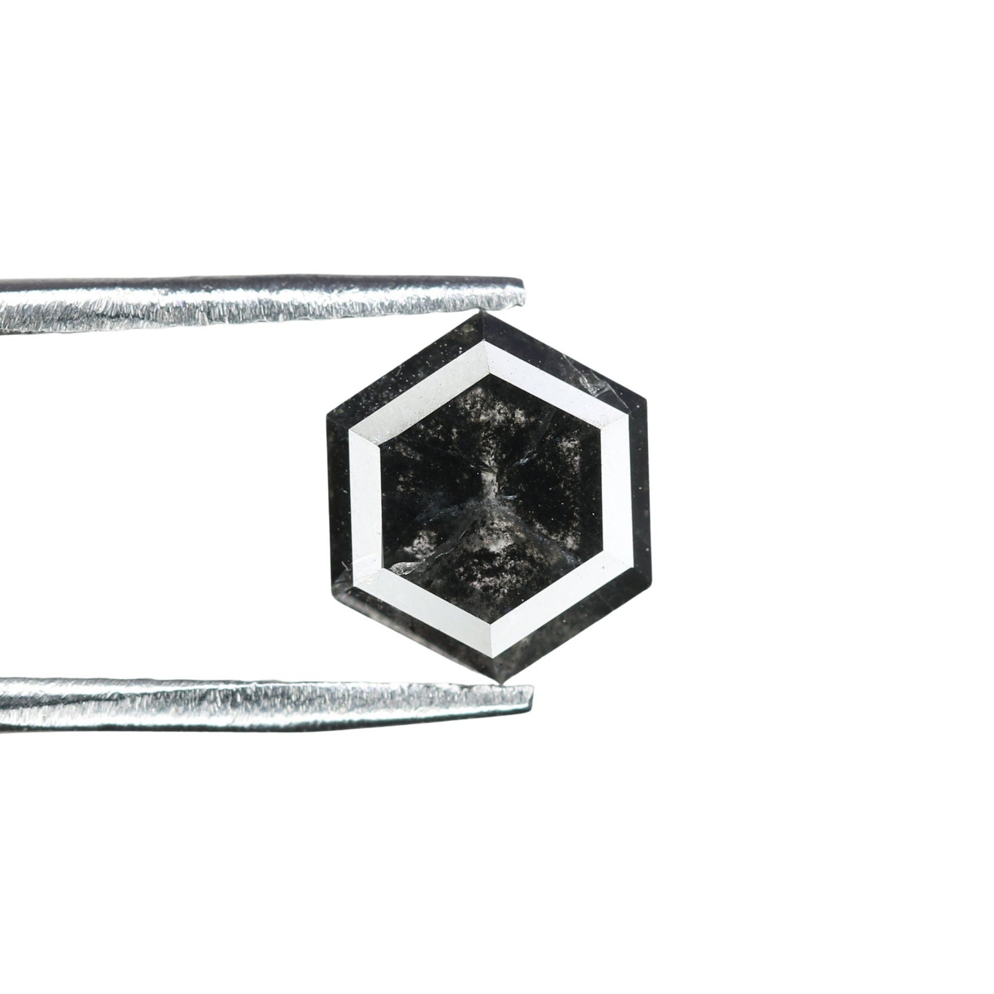 1.29 CT Hexagon Cut Salt and Pepper Diamond - Natural Hexagon Diamond - Salt and Pepper Ring - Gift for Wifey - Gift for mother - jewelry