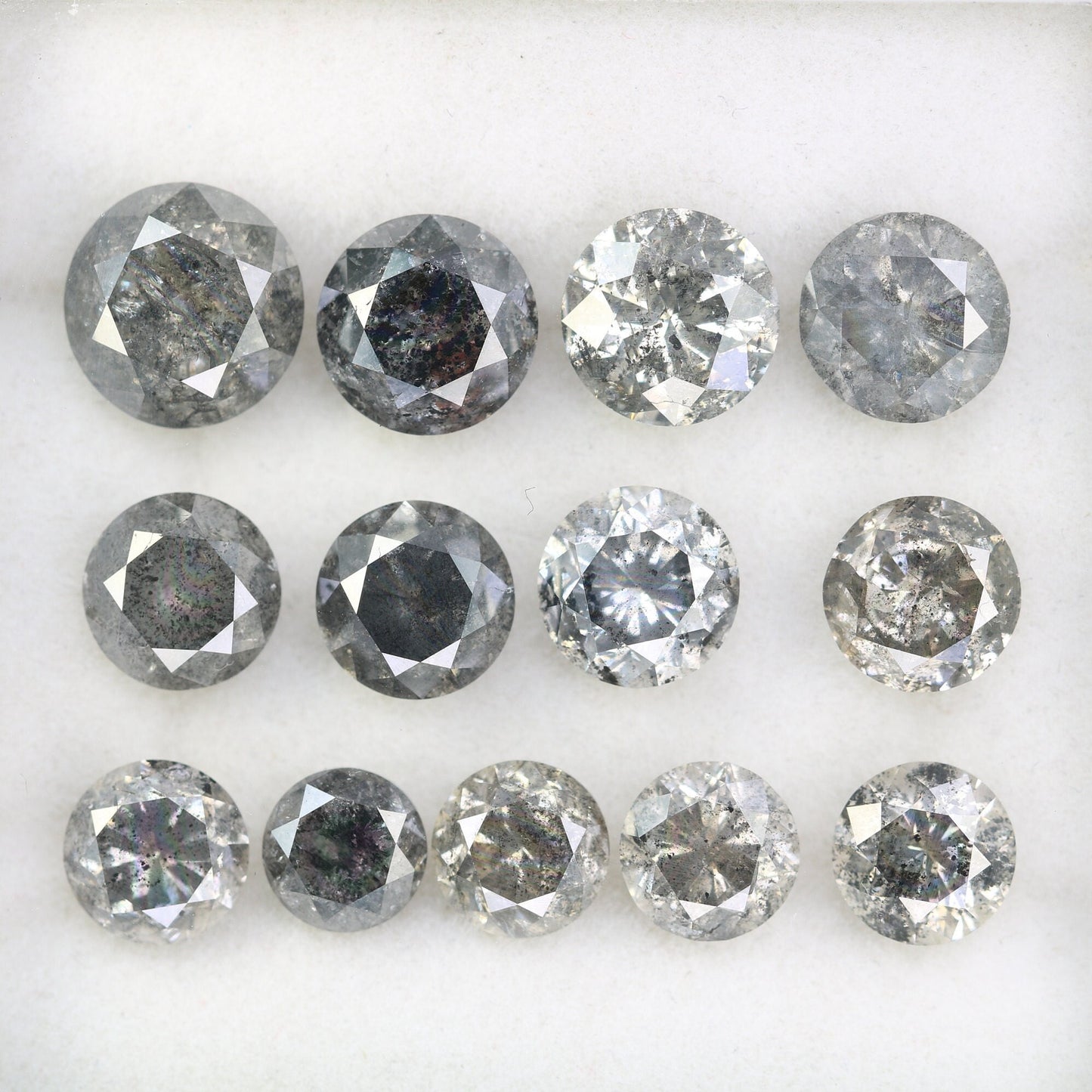 1.01 CT To 2.92 CT Salt And Pepper Round Brilliant Cut Diamond | Diamond For Sale | Round Diamond Band | Round Diamond Lot | Huge Diamond