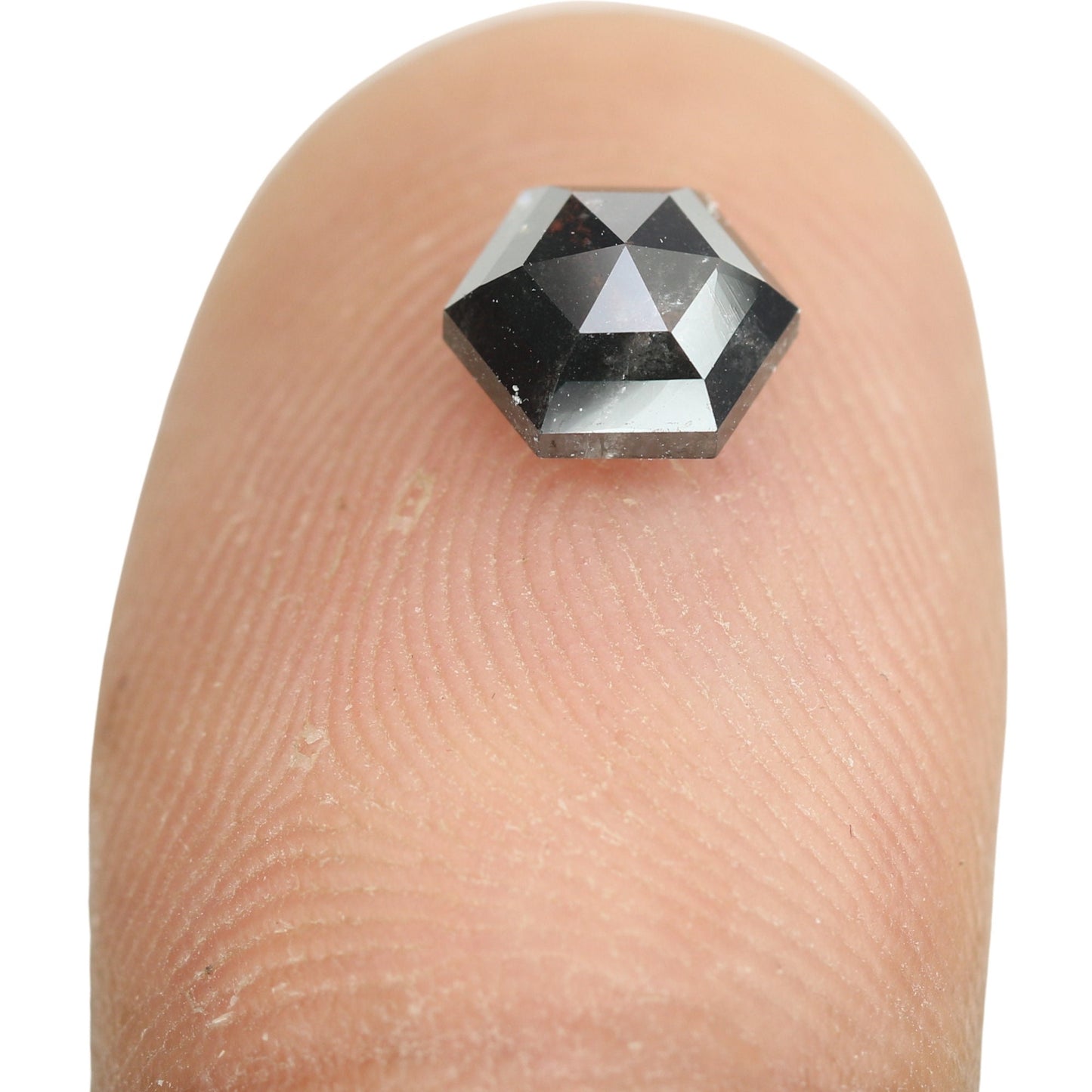 1.29 CT Hexagon Cut Salt and Pepper Diamond - Natural Hexagon Diamond - Salt and Pepper Ring - Gift for Wifey - Gift for mother - jewelry