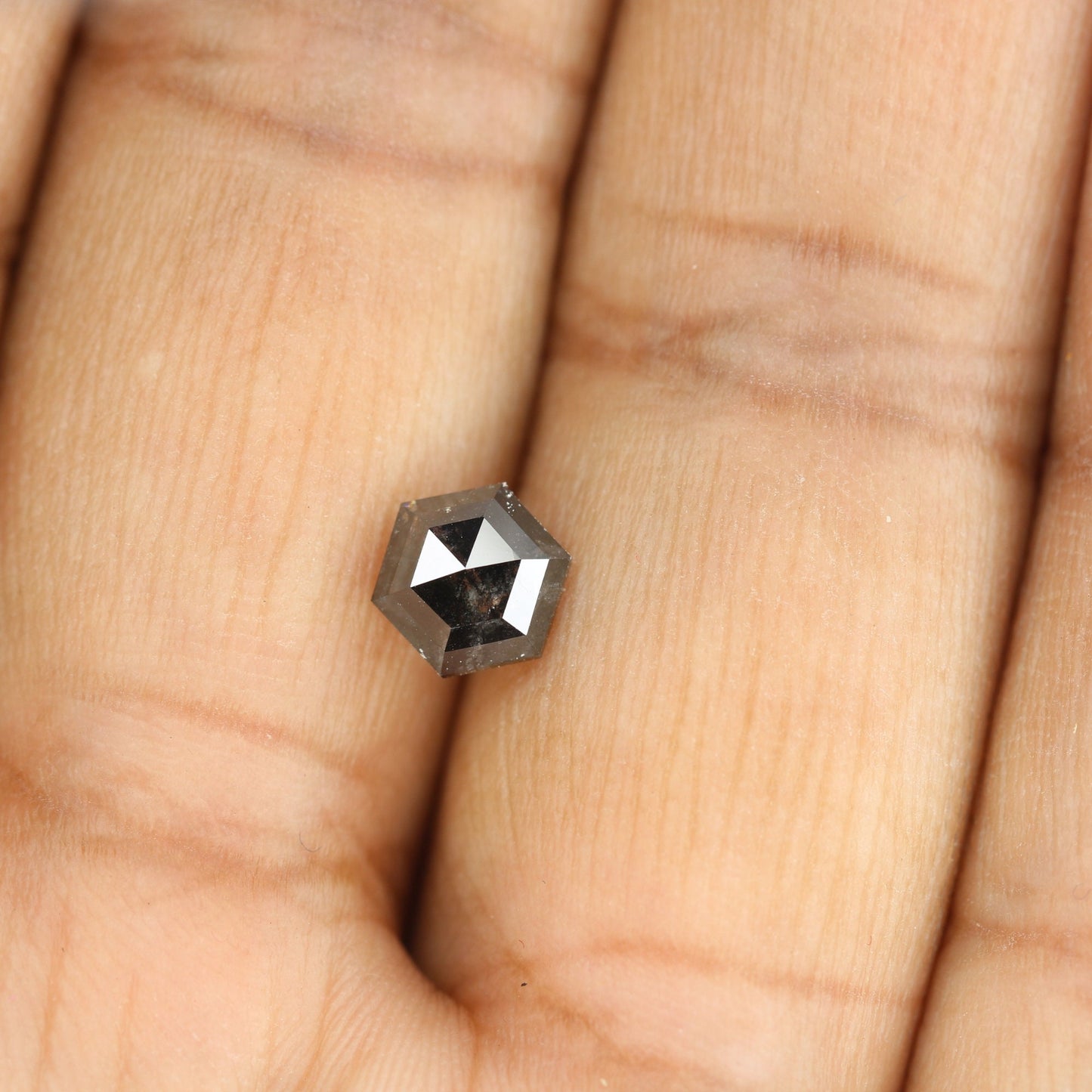 1.29 CT Hexagon Cut Salt and Pepper Diamond - Natural Hexagon Diamond - Salt and Pepper Ring - Gift for Wifey - Gift for mother - jewelry