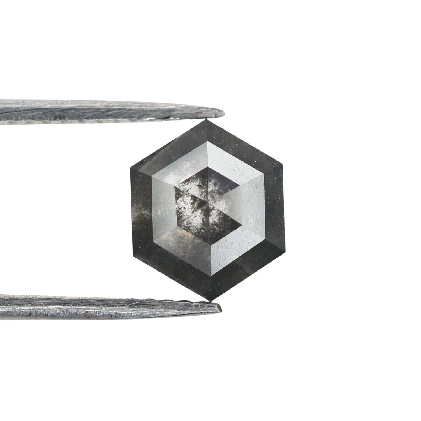 2.26 CT Hexagon Cut Salt and Pepper Diamond - Natural Hexagon Diamond - Salt and Pepper Ring - Gift for Wifey - Gift for mother - jewelry