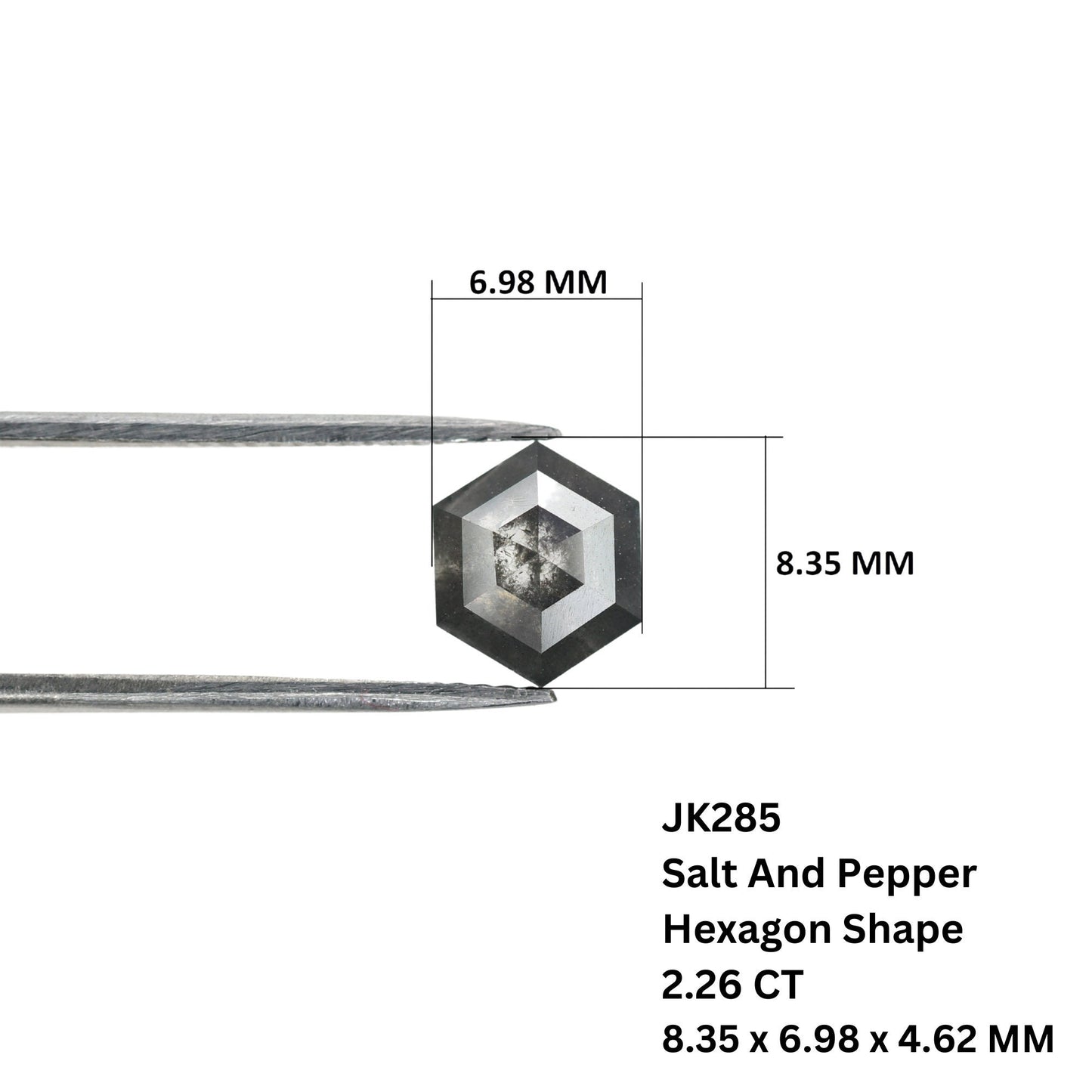 2.26 CT Hexagon Cut Salt and Pepper Diamond - Natural Hexagon Diamond - Salt and Pepper Ring - Gift for Wifey - Gift for mother - jewelry