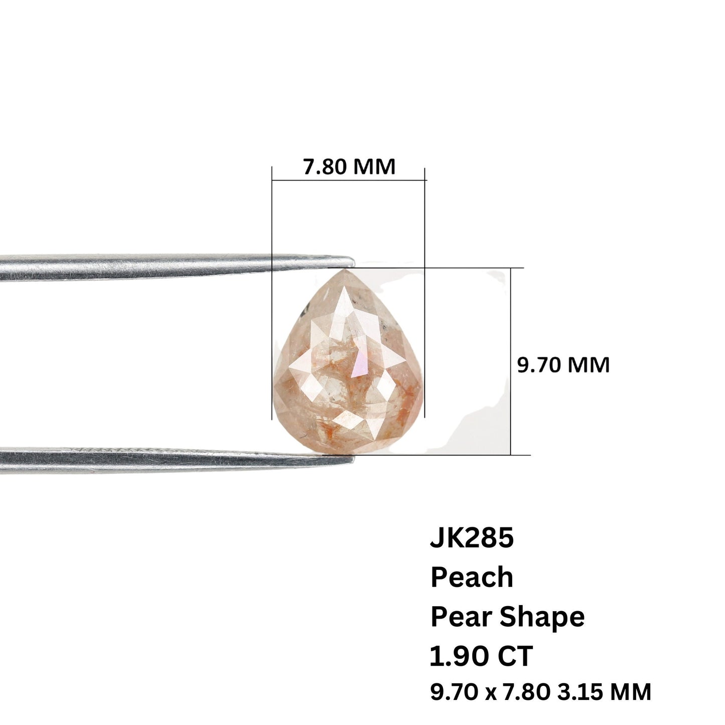 1.90 CT Polished Pear Shape Natural Peach Galaxy Diamond | Wedding Ring Gem | Pear Bezel Set Design | Perfect Gift for Her | Birthday Gift