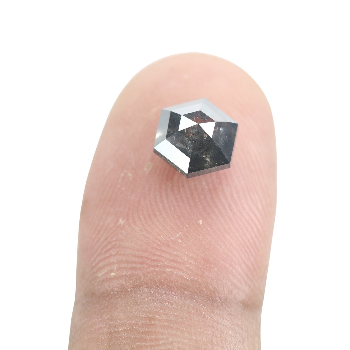 2.26 CT Hexagon Cut Salt and Pepper Diamond - Natural Hexagon Diamond - Salt and Pepper Ring - Gift for Wifey - Gift for mother - jewelry
