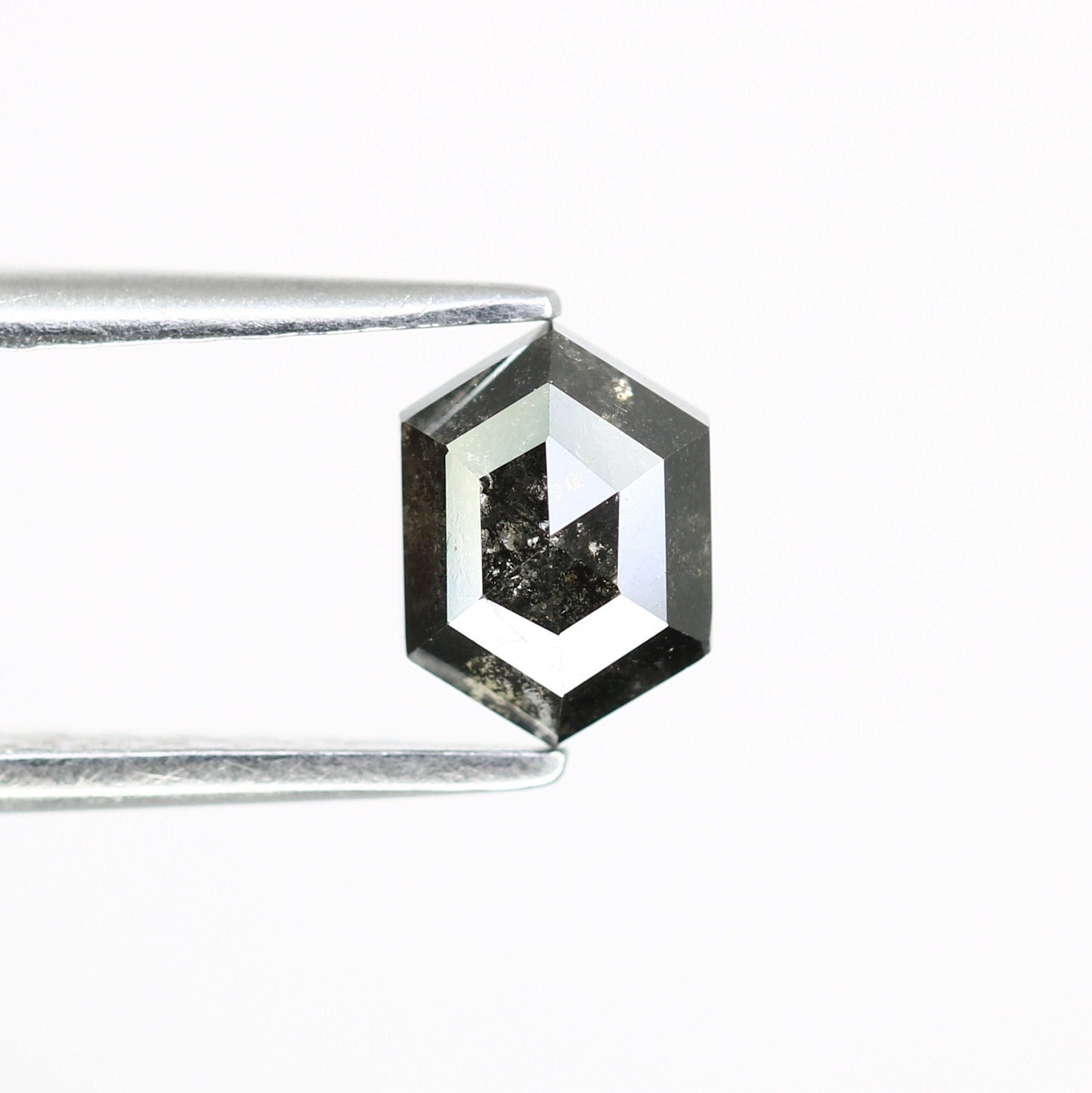 0.78 CT Hexagon Cut Salt and Pepper Diamond - Natural Hexagon Diamond - Salt and Pepper Ring - Gift for Wifey - Gift for mother - jewelry