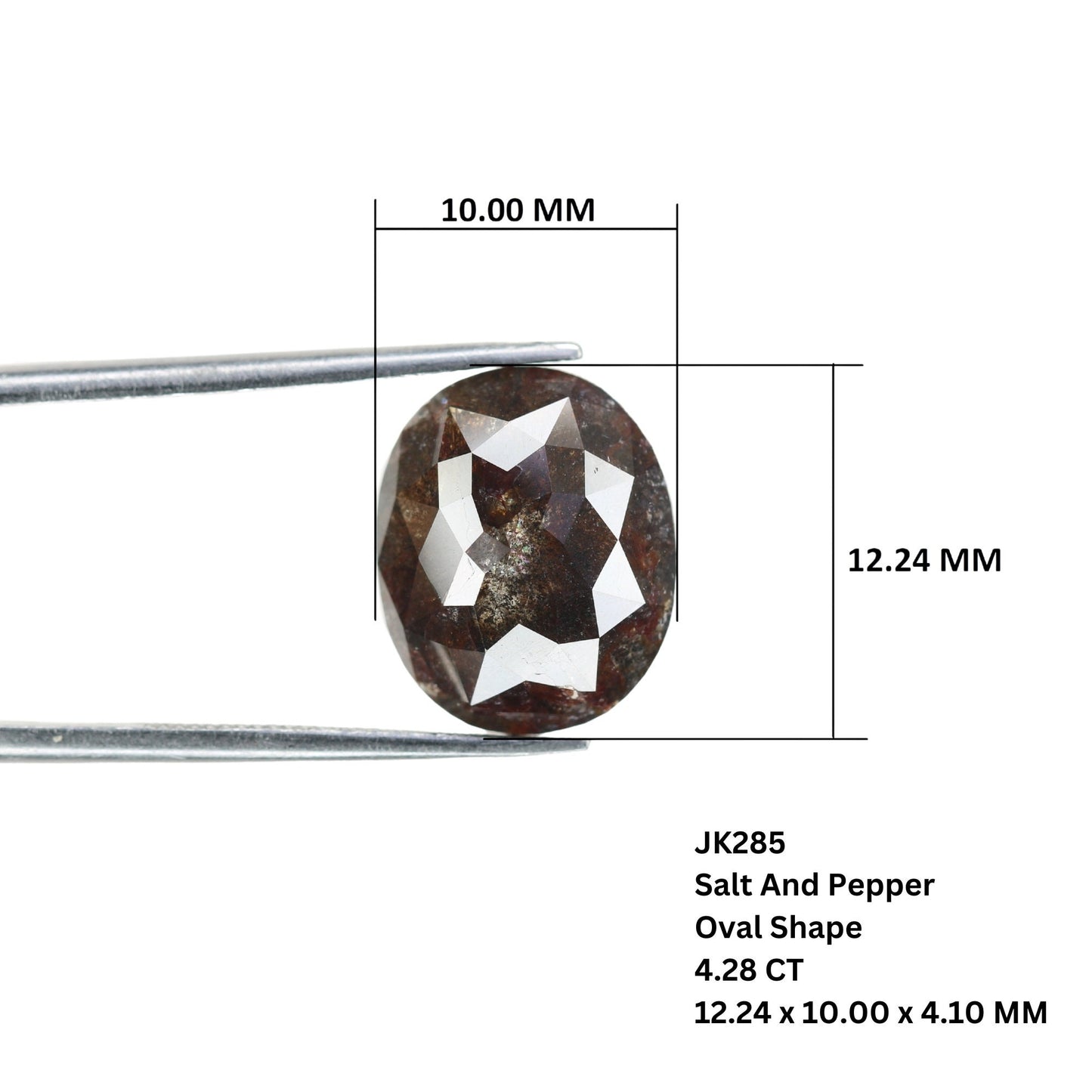 4.28 CT Huge Oval Natural Salt and Pepper Diamond - Unique Oval Engagement Ring, Custom Jewelry & Thoughtful Birthday Gift for Him