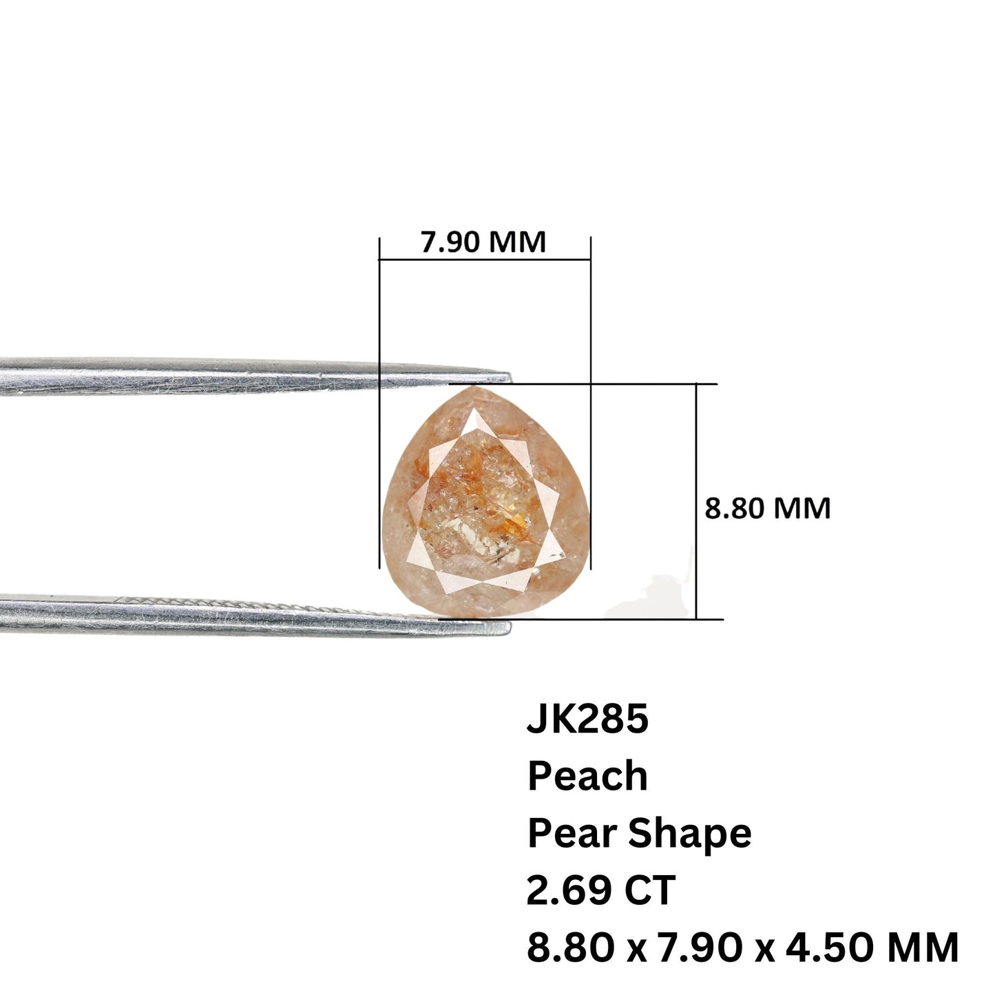 2.69 CT Fancy Peach Pear Shape Diamond | Beautiful Gem for Promise Ring | Perfect Gift for Girlfriend | Birthday Gift for Gold Ring