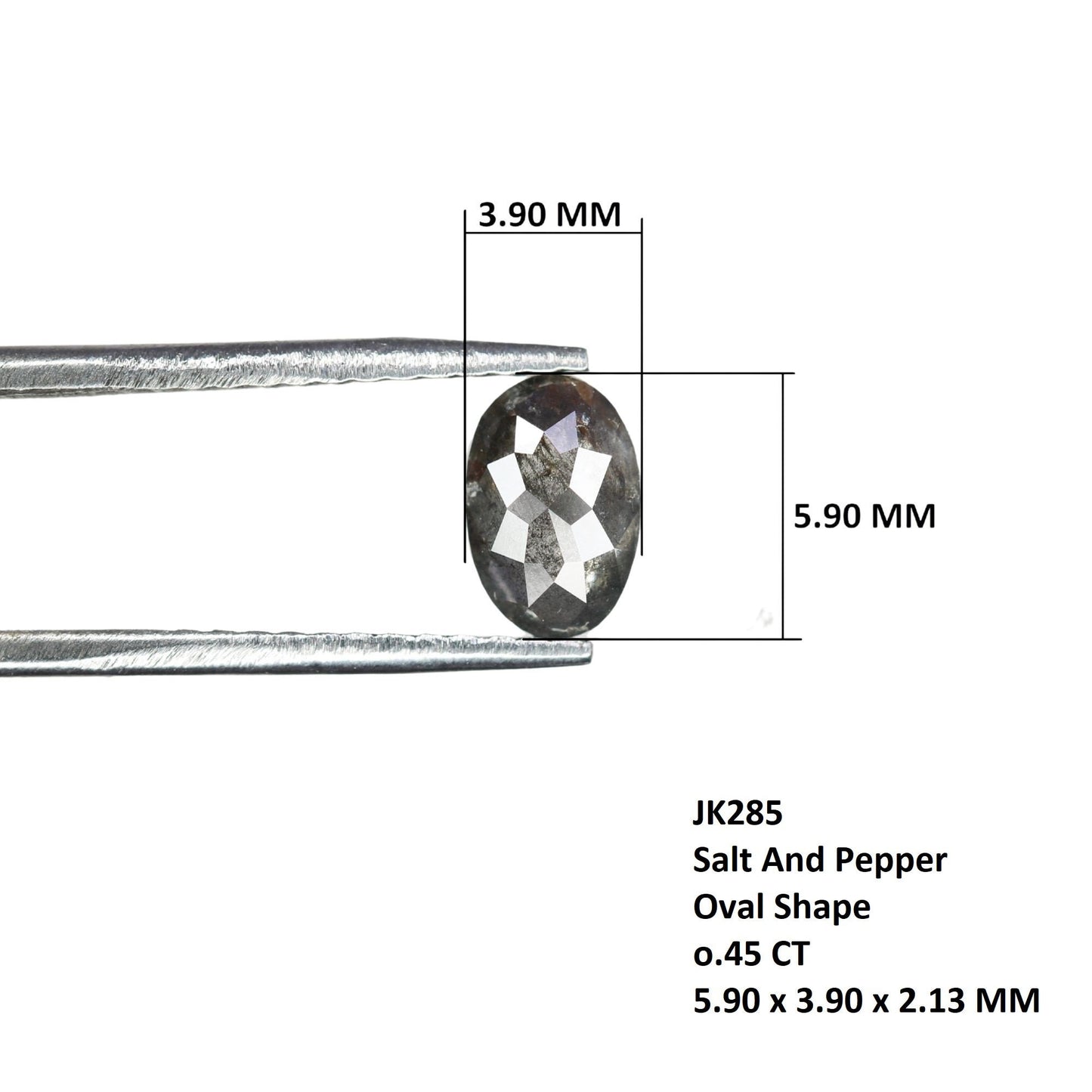 0.45 CT Oval Salt and Pepper Diamond Loose Gemstone - Natural Oval Cut for Unique Engagement Ring & Perfect Gift for Him or Her