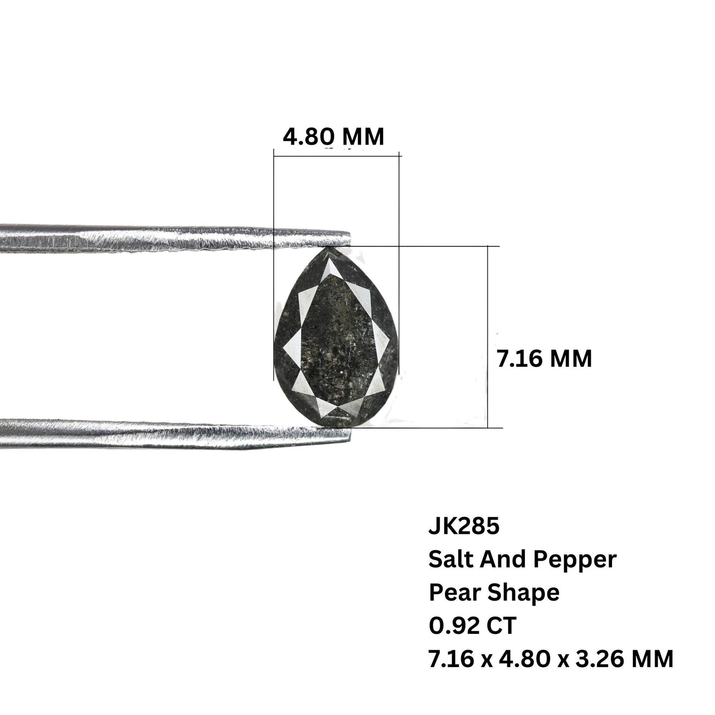 0.92 CT Pear Shape Natural Salt and Pepper Loose Galaxy Diamond for Engagement Ring | Bezel Set Pear Ring | Perfect Gift for Her or Him