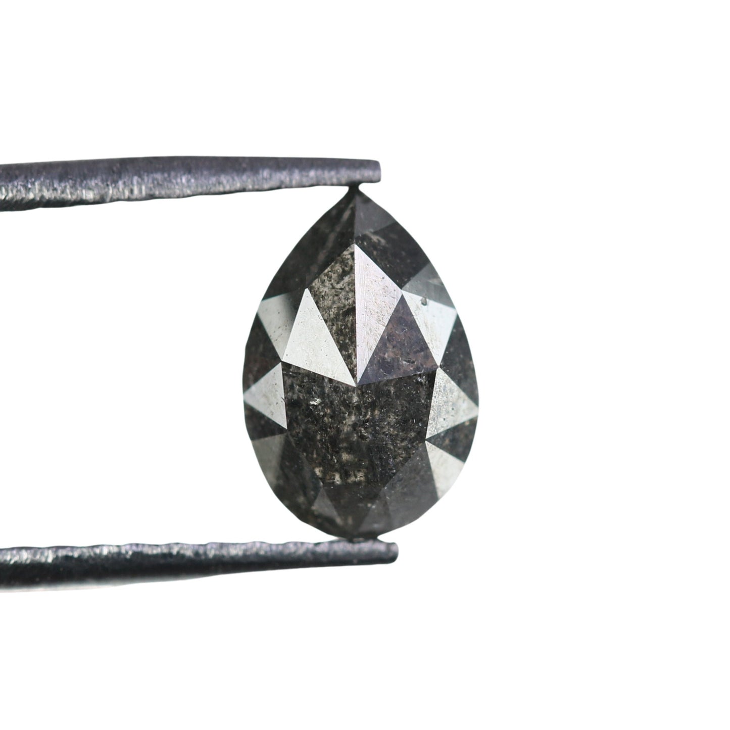 0.92 CT Pear Shape Natural Salt and Pepper Loose Galaxy Diamond for Engagement Ring | Bezel Set Pear Ring | Perfect Gift for Her or Him