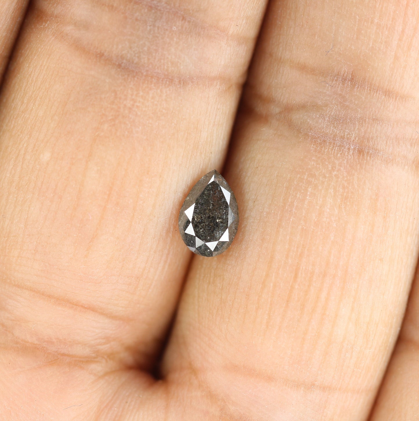 0.92 CT Pear Shape Natural Salt and Pepper Loose Galaxy Diamond for Engagement Ring | Bezel Set Pear Ring | Perfect Gift for Her or Him