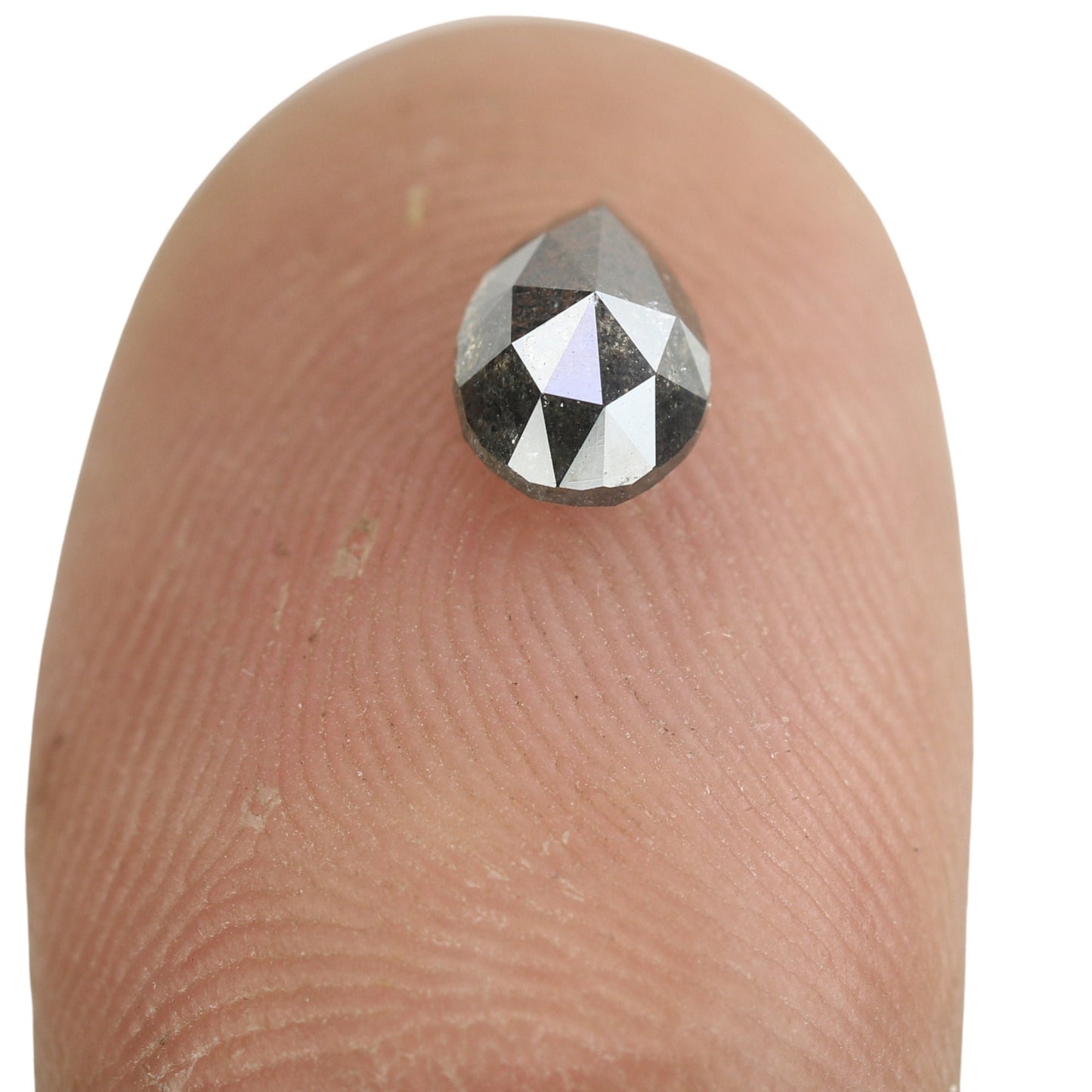 0.92 CT Pear Shape Natural Salt and Pepper Loose Galaxy Diamond for Engagement Ring | Bezel Set Pear Ring | Perfect Gift for Her or Him