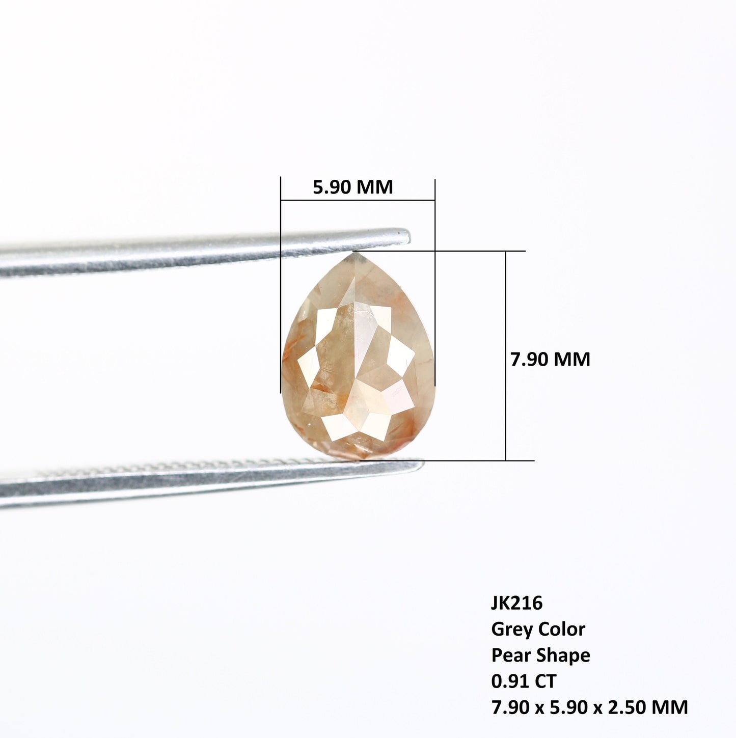 0.91 CT Rose Cut Natural Grey Pear Galaxy Diamond | Unique Engagement Ring | Gold Ring | Natural Diamond Jewelry