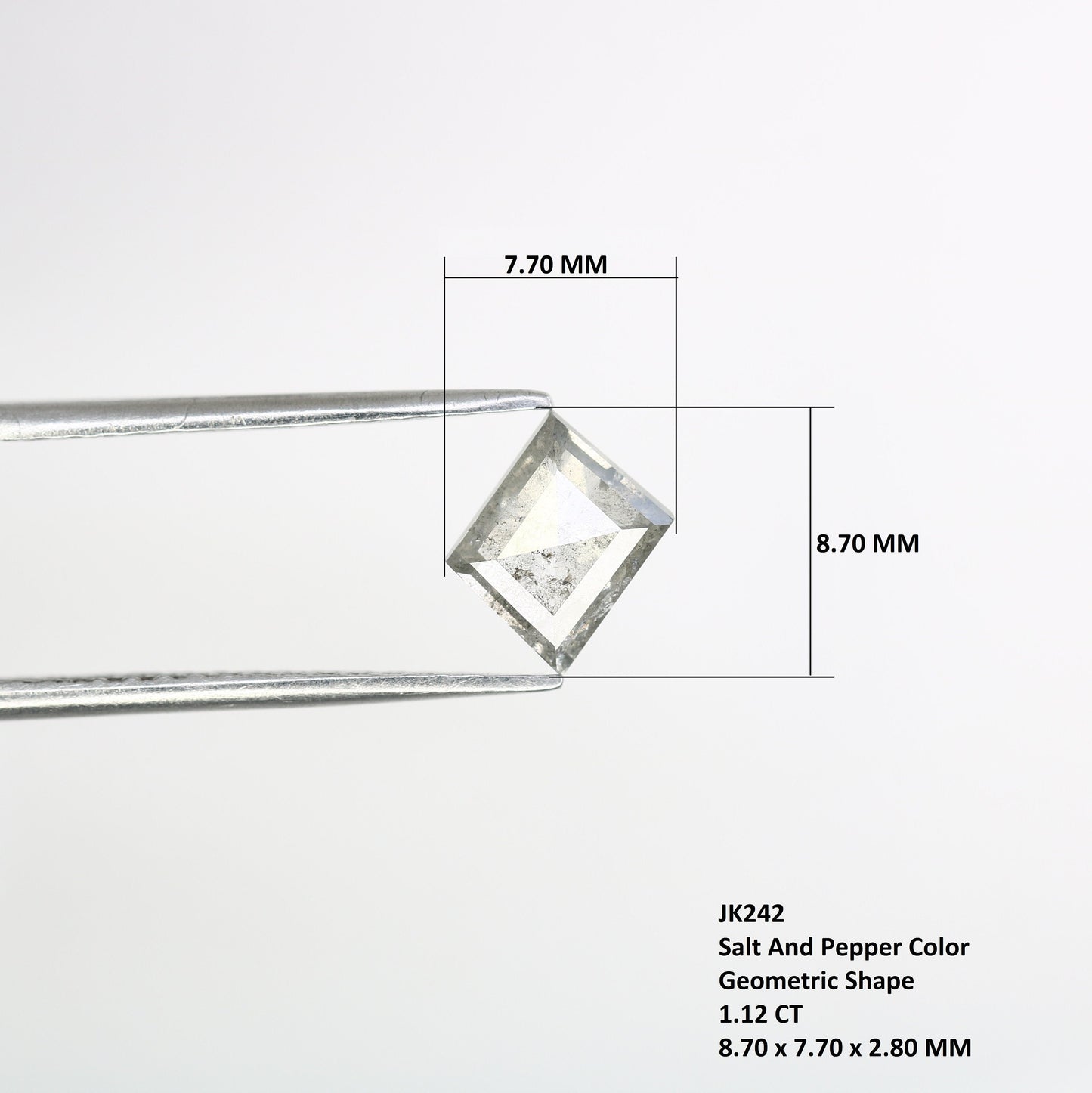 1.12 CT Salt and Pepper Natural Loose Diamond, Geometric Cut for Handmade Necklace Pendant, Diamond Bracelet Engagement Gold Ring For Women