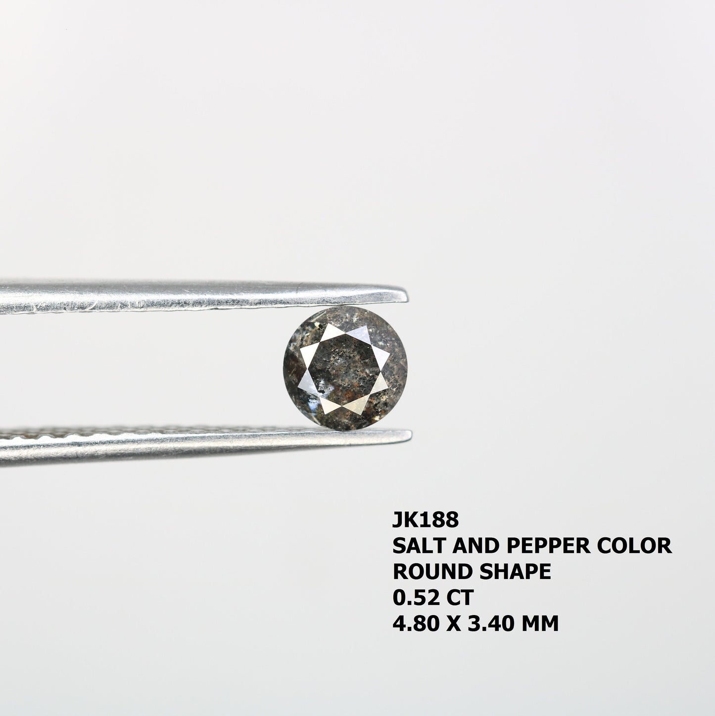 0.52 CT Salt and Pepper Round Diamond for RingFor Gold Ring Diamonds