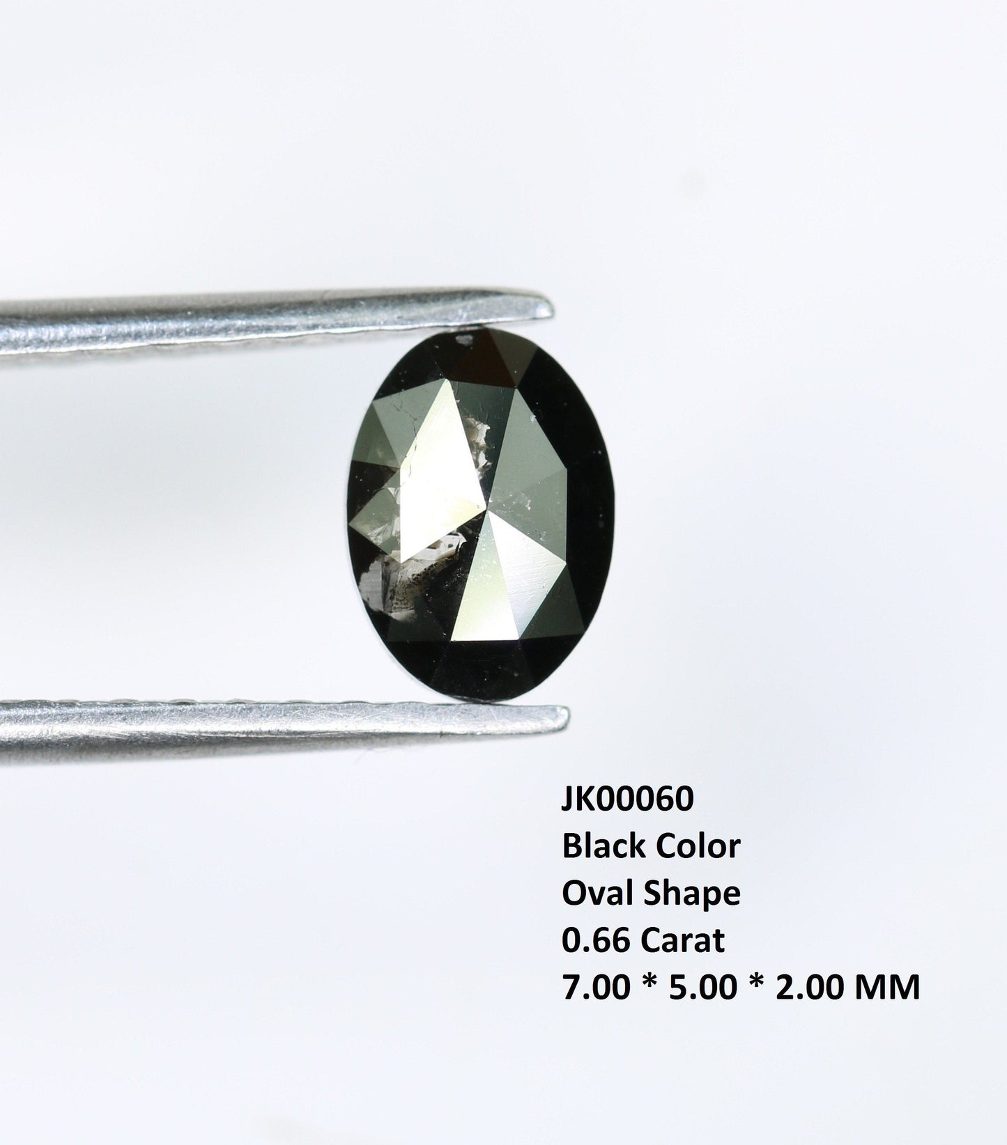 7mm 0.66 CT Natural Loose Black Oval Cut Diamond - Unique Antique Style Gift for Him & Distinctive Diamond Jewelry