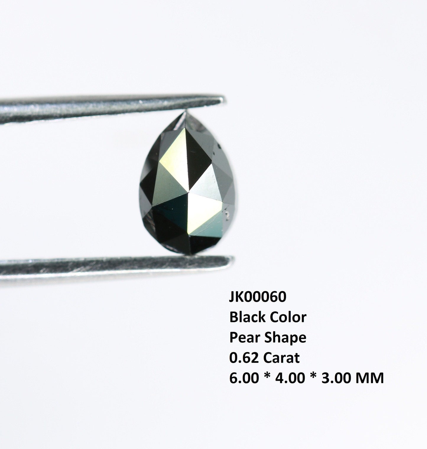 0.62 CT 6 MM Black Pear Shaped Diamond For Engagement RingFor Gold Ring Diamonds