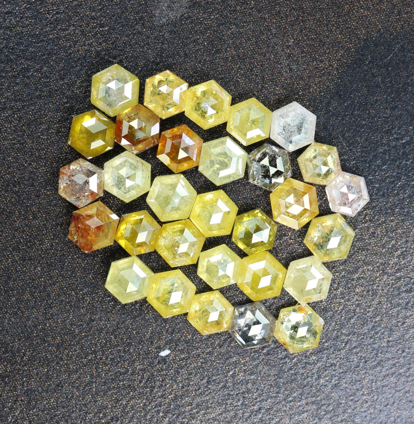 3-3.50 MM Unique Yellow Loose Salt and Pepper Hexagon Cut for Handmade Necklace Pendant | For Engagement Ring gift | Women custom jewelry