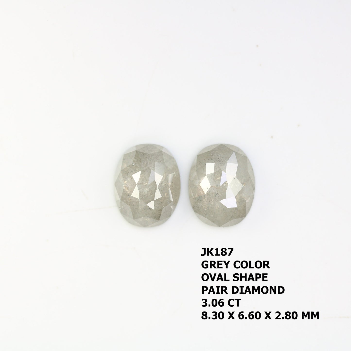 Natural Loose Oval Cut Pair Diamond Salt And Pepper Oval Cut Diamond Natural Diamond Black Grey Oval Rose Cut Diamond Diamonds