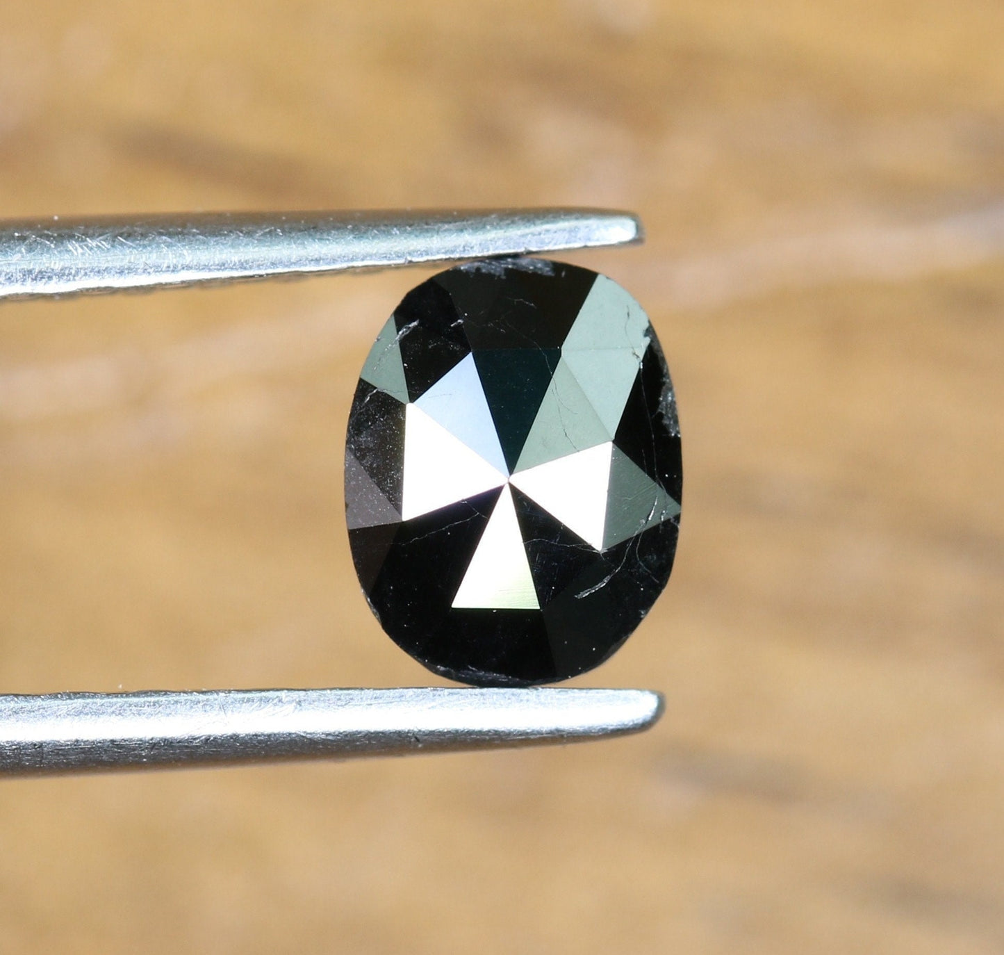 0.54 CT Rose Cut Oval Black Diamond 6 MM - Perfect for Engagement Ring, Anniversary, or Birthday Gift & Gold Ring Jewelry for Her