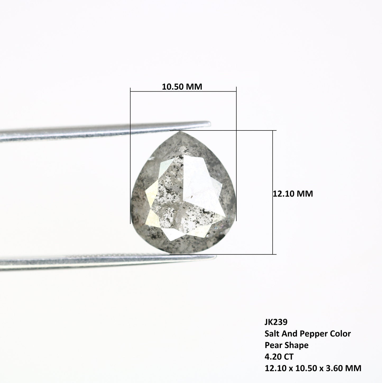 4.20 CT Pear Salt and Pepper Grey Galaxy Diamond | Anniversary Ring Gem | Perfect Gift for Wife, Girlfriend, or Daughter