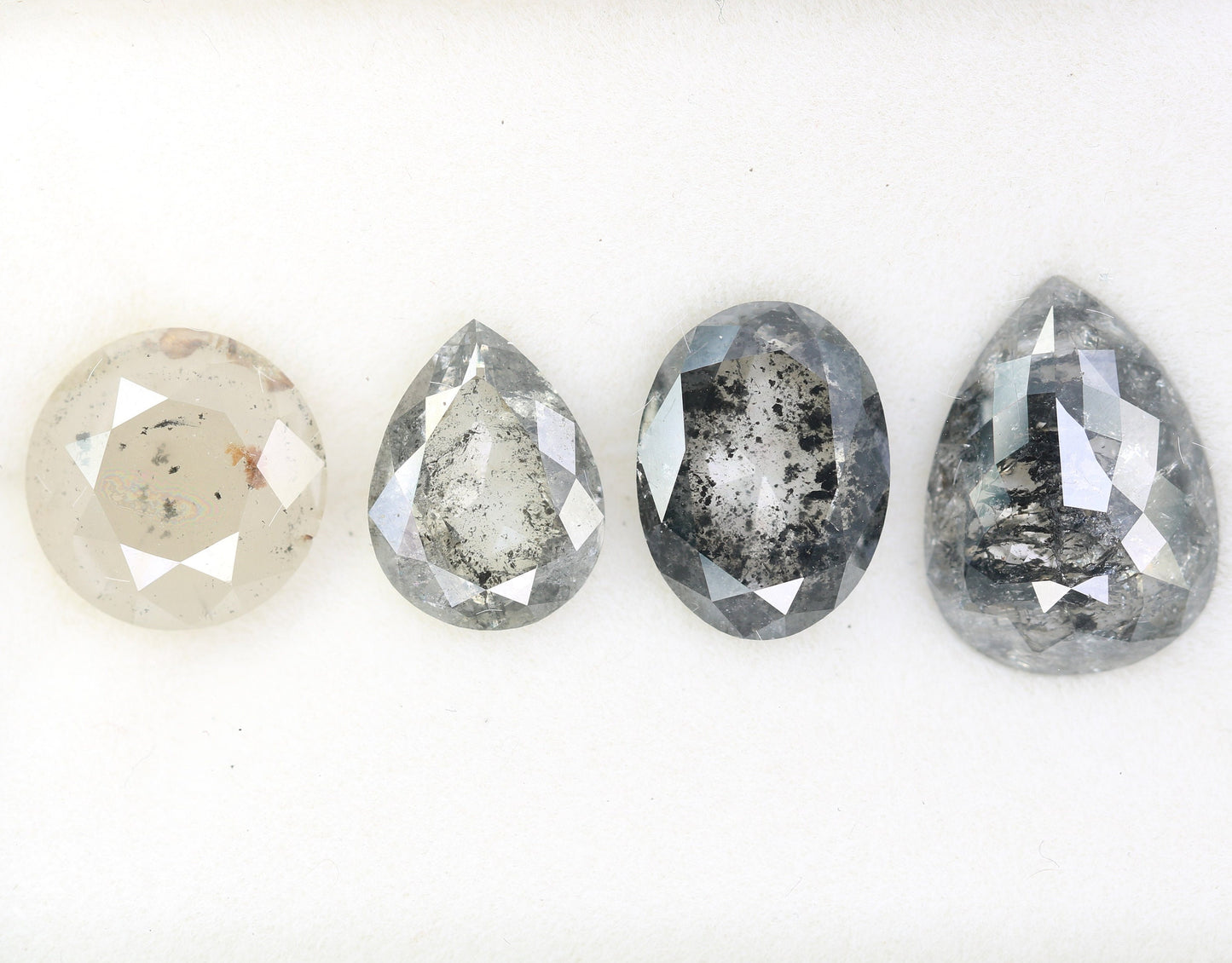 3 CT Natural Loose Salt and Pepper Diamonds | Mixed Round and Pear Shapes for Gold Jewelry | Unique Engagement Ring Gifts for Him and Her