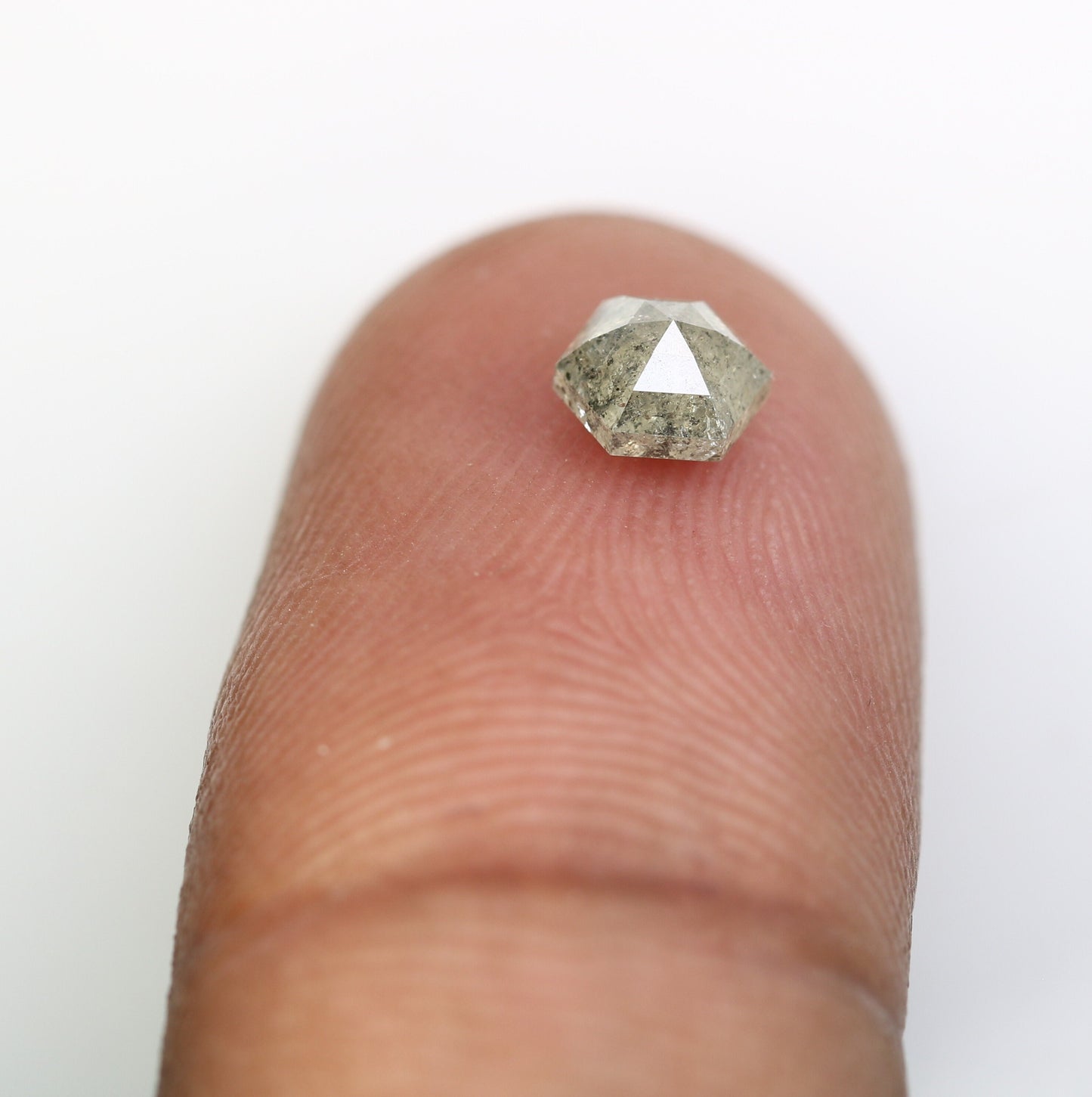 0.73 CT Hexagon Cut Salt and Pepper Diamond - Natural Hexagon Diamond - Salt and Pepper Ring - Gift for Wifey - Gift for mother - jewelry