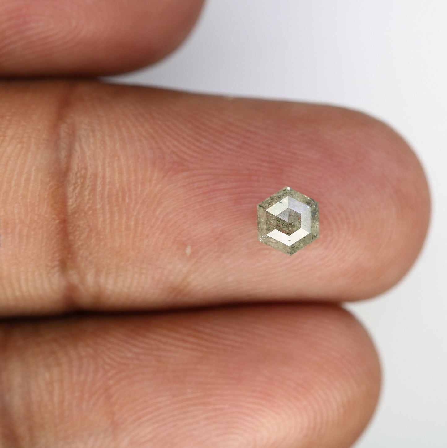 0.73 CT Hexagon Cut Salt and Pepper Diamond - Natural Hexagon Diamond - Salt and Pepper Ring - Gift for Wifey - Gift for mother - jewelry