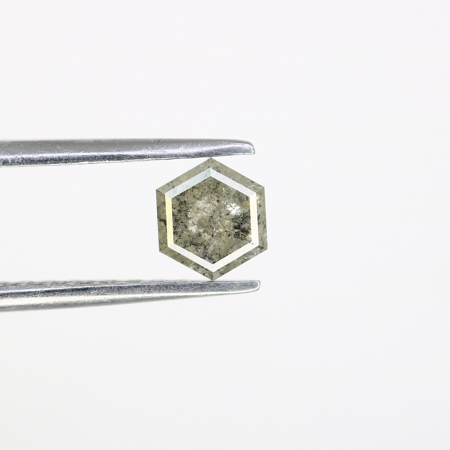 0.73 CT Hexagon Cut Salt and Pepper Diamond - Natural Hexagon Diamond - Salt and Pepper Ring - Gift for Wifey - Gift for mother - jewelry