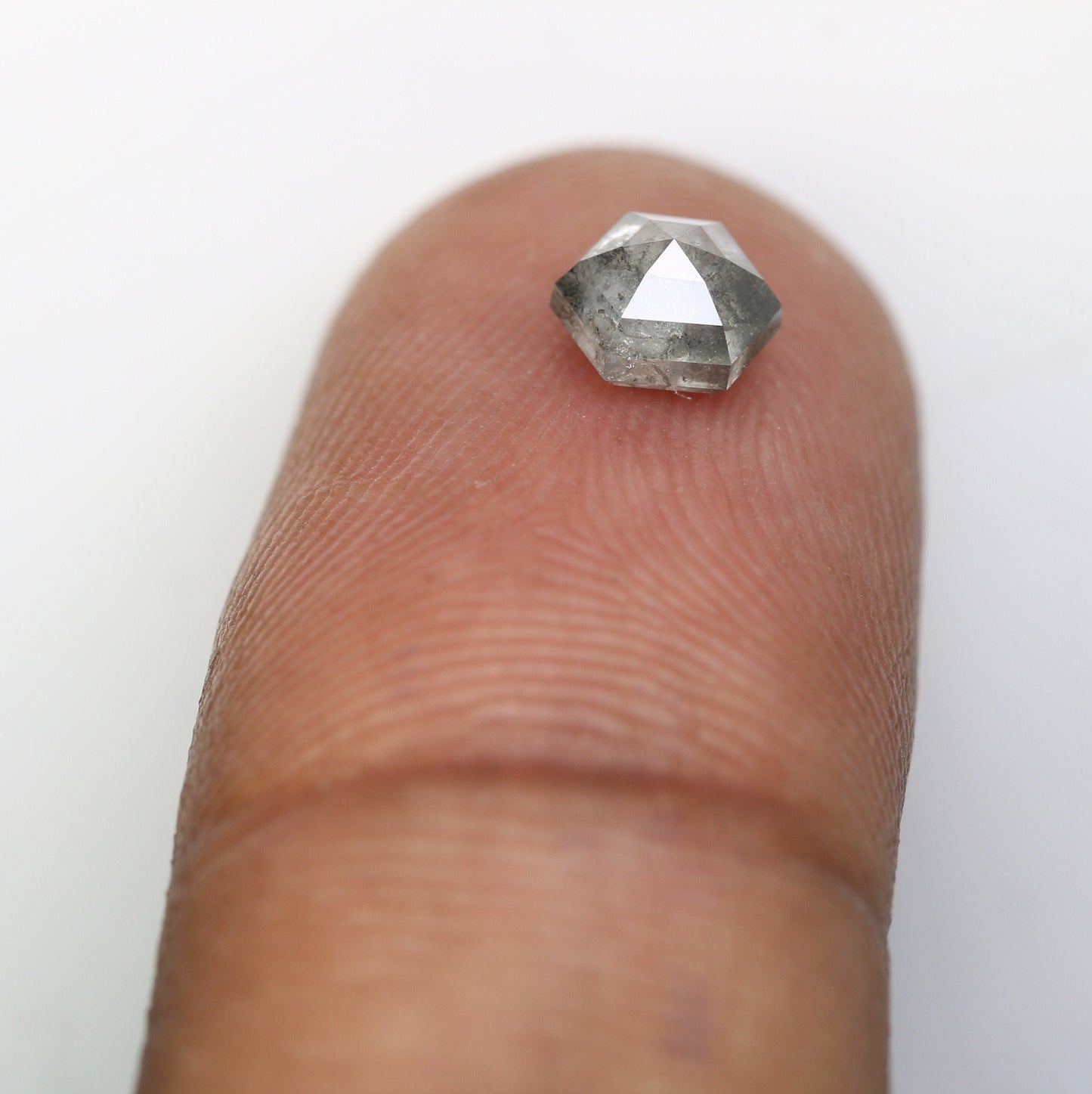 0.90 CT Hexagon Cut Salt and Pepper Diamond - Natural Hexagon Diamond - Salt and Pepper Ring - Gift for Wifey - Gift for mother - jewelry
