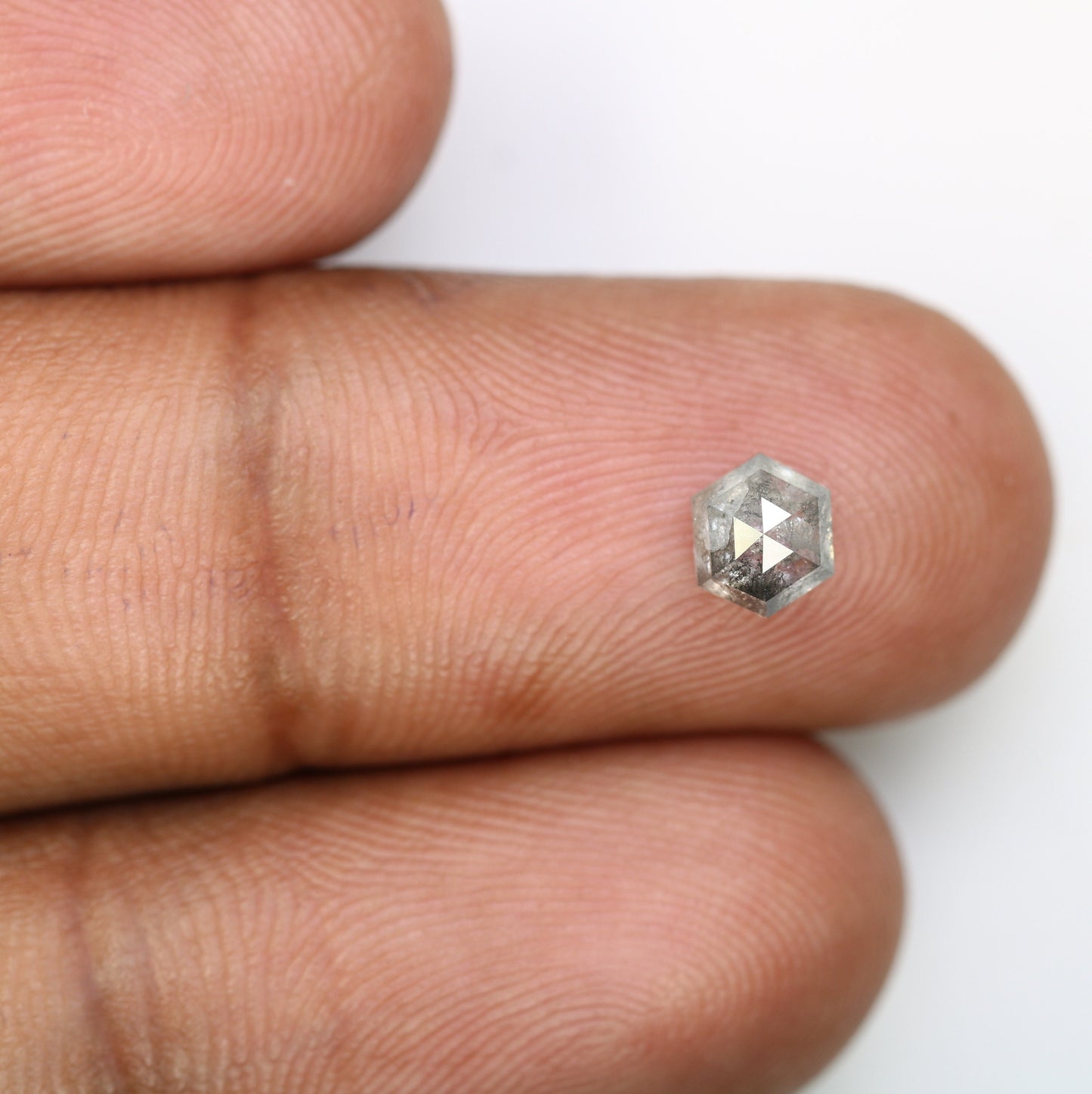 0.90 CT Hexagon Cut Salt and Pepper Diamond - Natural Hexagon Diamond - Salt and Pepper Ring - Gift for Wifey - Gift for mother - jewelry