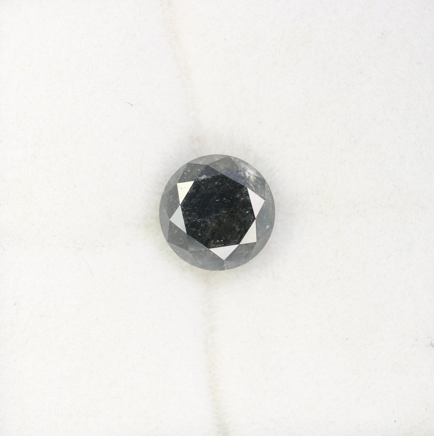 2.30 CT Round Brilliant Black Salt and Pepper Diamond for Unique Engagement Rings | Natural Rustic Diamond for Custom Gold Style Jewelry
