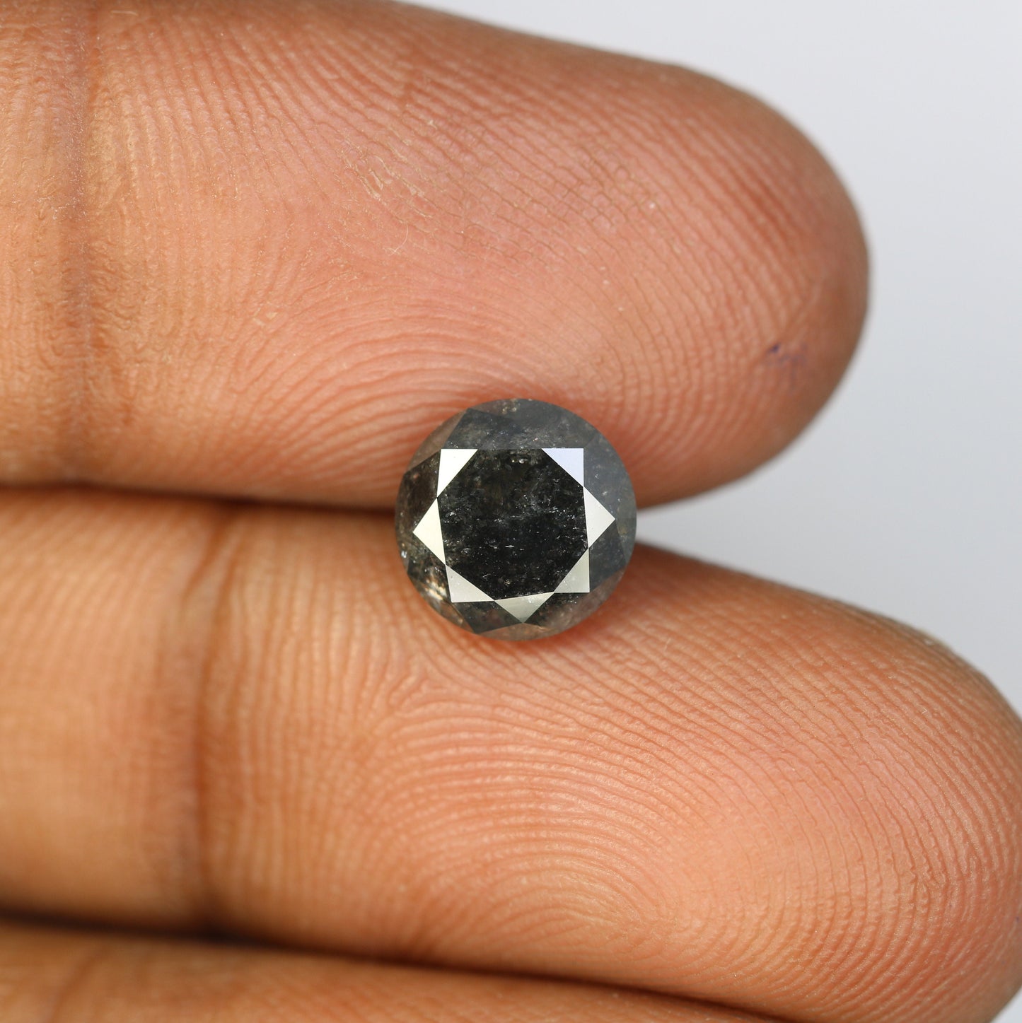 2.30 CT Round Brilliant Black Salt and Pepper Diamond for Unique Engagement Rings | Natural Rustic Diamond for Custom Gold Style Jewelry