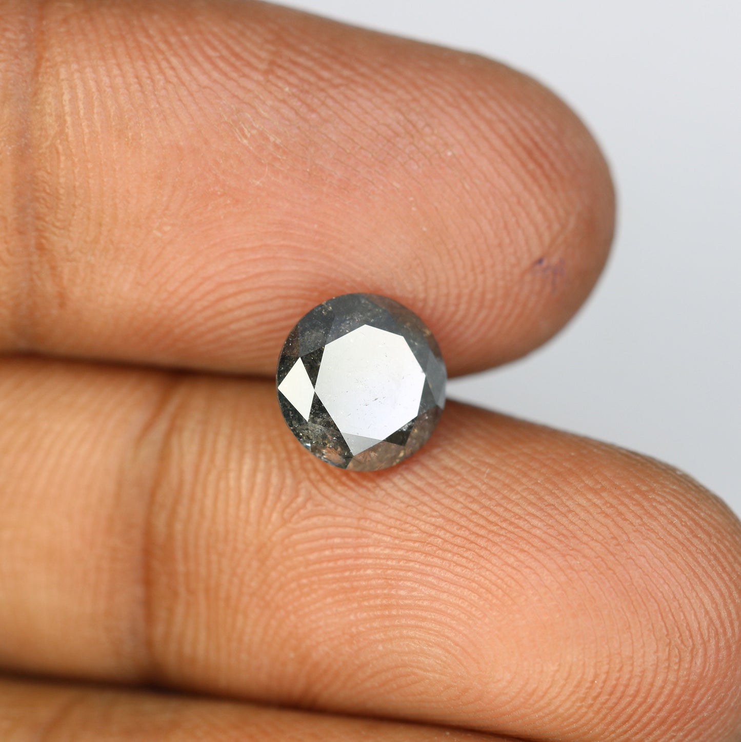2.30 CT Round Brilliant Black Salt and Pepper Diamond for Unique Engagement Rings | Natural Rustic Diamond for Custom Gold Style Jewelry