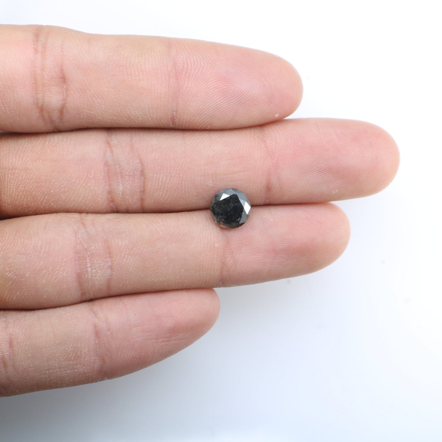 2.30 CT Round Brilliant Black Salt and Pepper Diamond for Unique Engagement Rings | Natural Rustic Diamond for Custom Gold Style Jewelry
