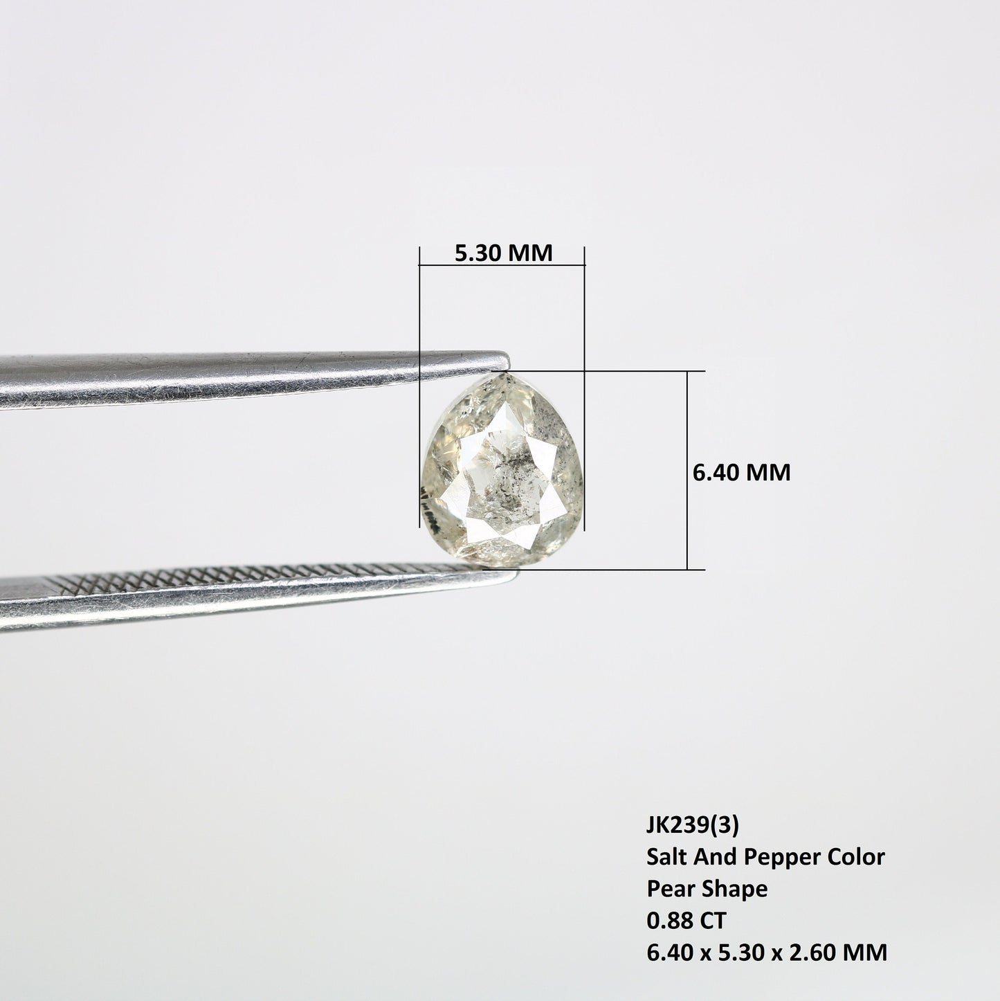 0.88 CT Rose Cut Pear Salt and Pepper Galaxy Diamond For Bezel RingFor Gold Ring Diamonds