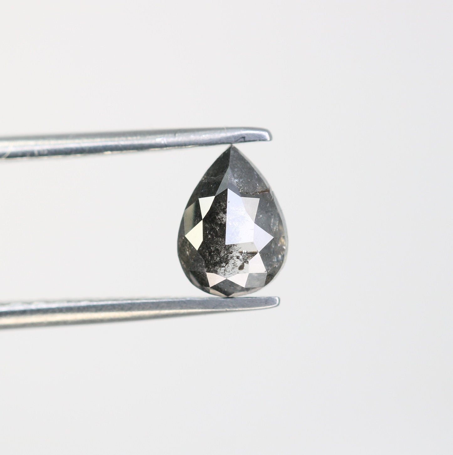 0.90 CT Rose Cut Salt and Pepper Pear Diamond | Unique Engagement Ring | Gift for Wife, Husband, or Brother | Natural Gold Ring