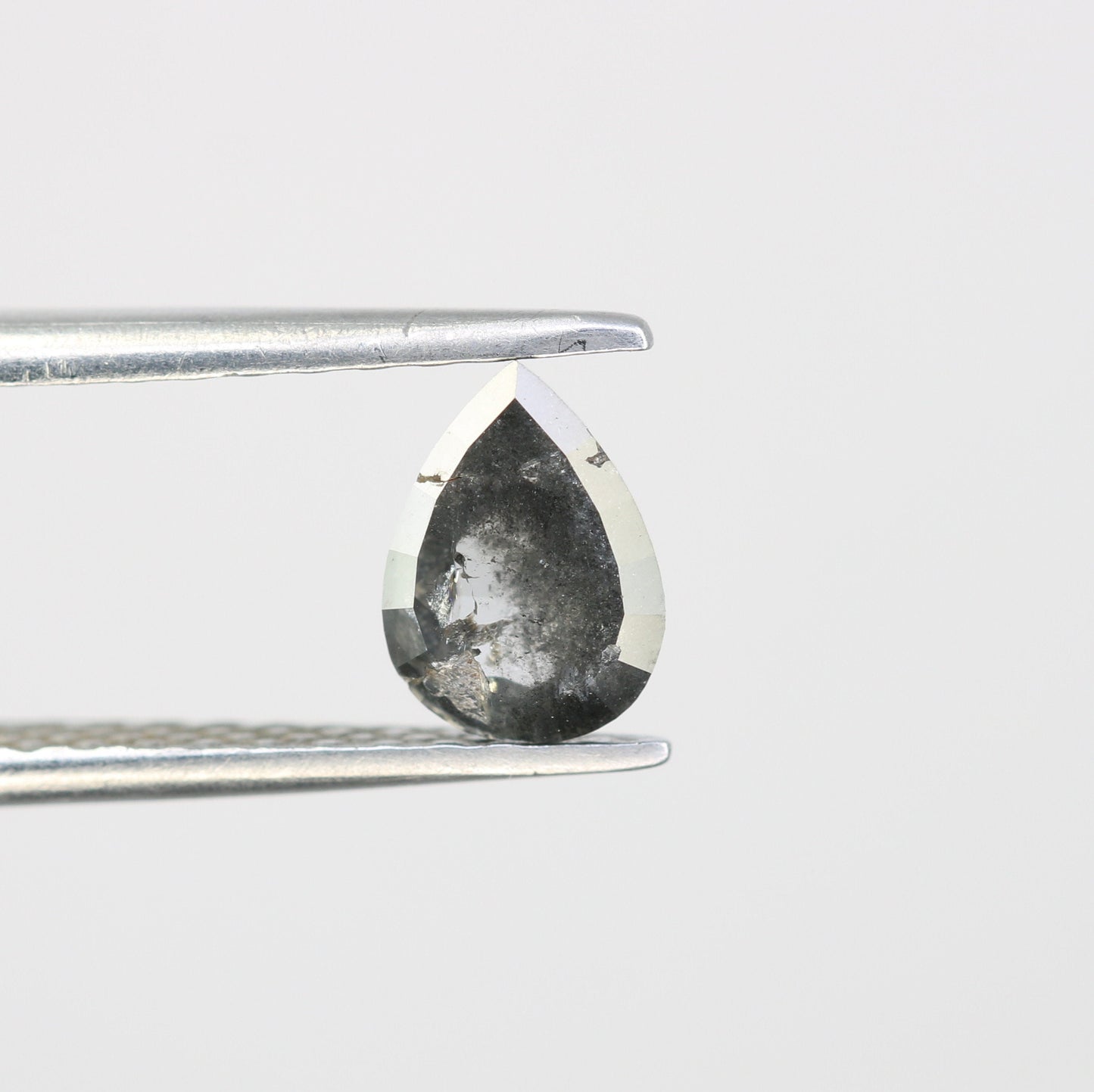 0.90 CT Rose Cut Salt and Pepper Pear Diamond | Unique Engagement Ring | Gift for Wife, Husband, or Brother | Natural Gold Ring