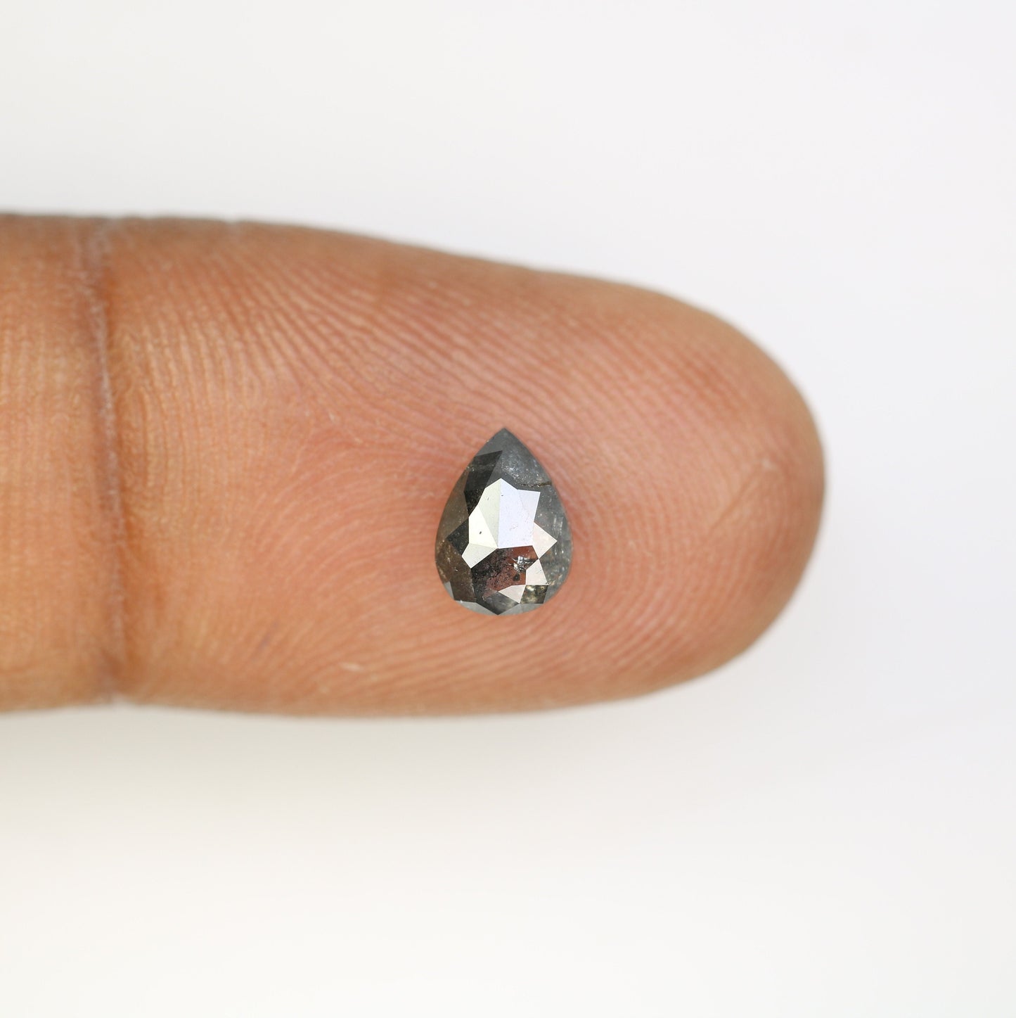 0.90 CT Rose Cut Salt and Pepper Pear Diamond | Unique Engagement Ring | Gift for Wife, Husband, or Brother | Natural Gold Ring