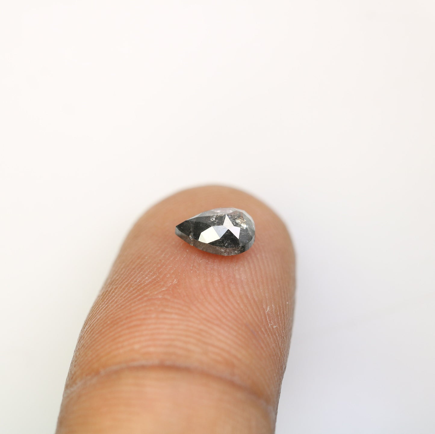 0.90 CT Rose Cut Salt and Pepper Pear Diamond | Unique Engagement Ring | Gift for Wife, Husband, or Brother | Natural Gold Ring