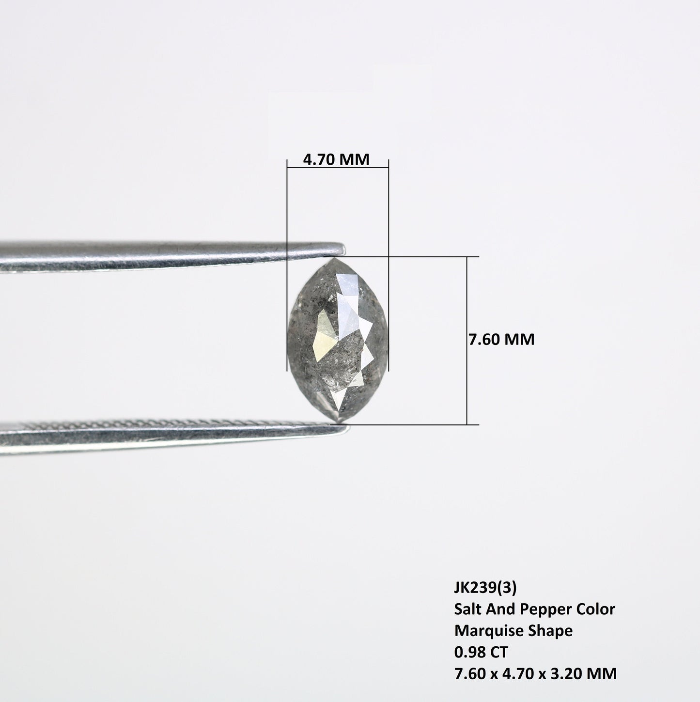 0.98 CT Natural Marquise Shape Salt And Pepper Diamond | Black/Grey Diamonds For Weeding & Earring | For pendant | For Bracelet Diamonds